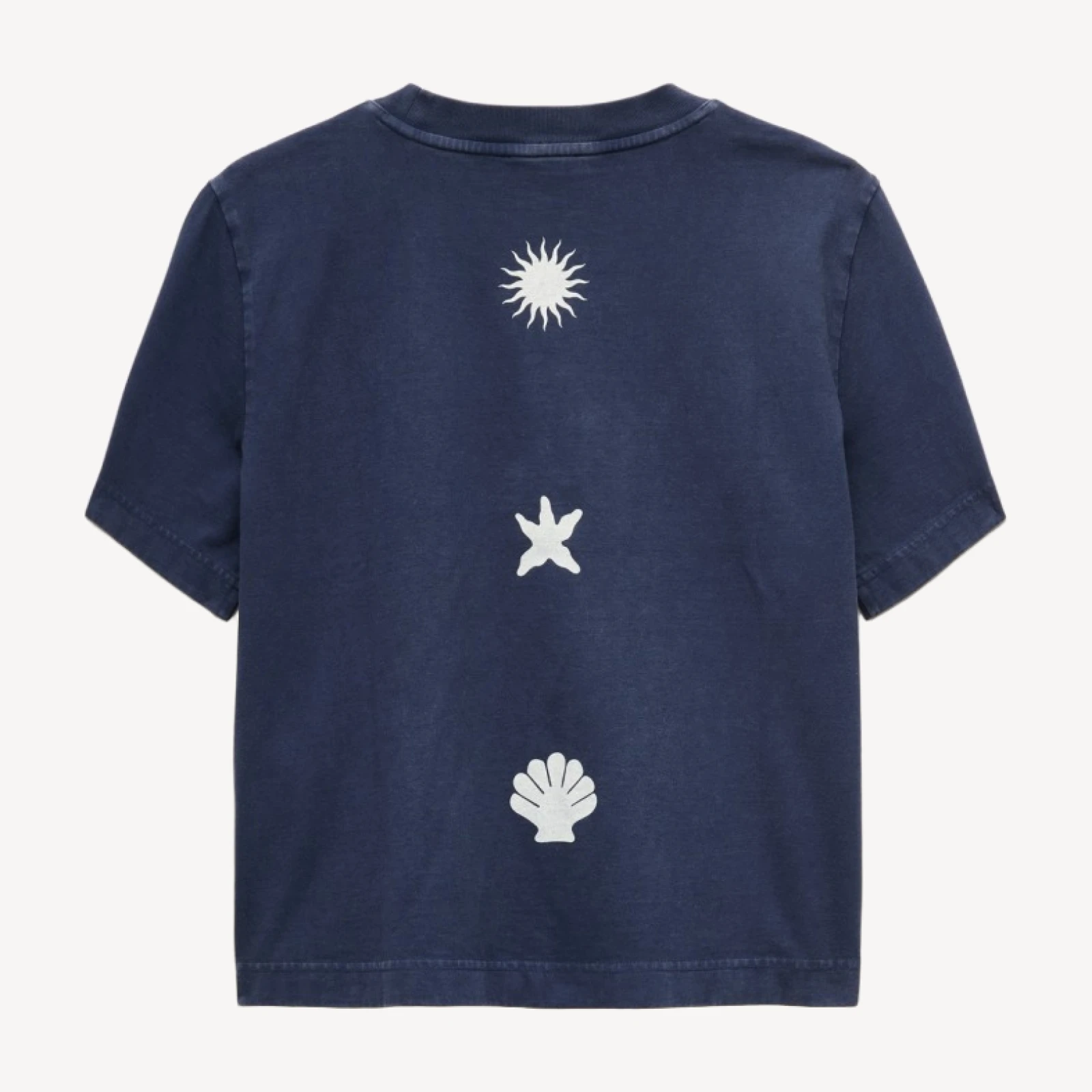 Boyfriend jersey relaxed cropped "Palm Sands" graphic T-shirt