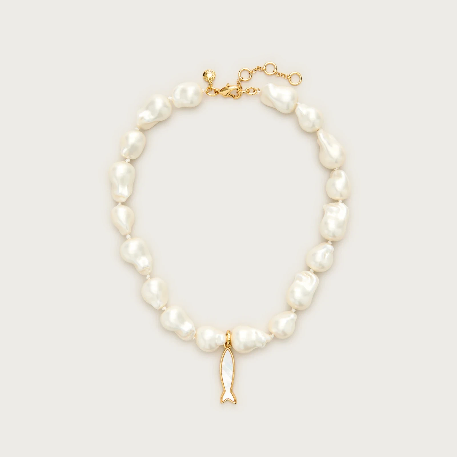 Pearl fish charm necklace