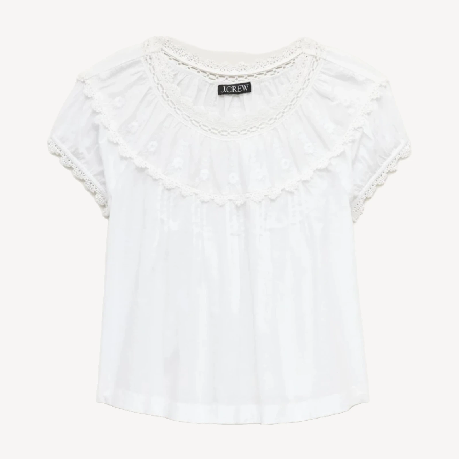 Embroidered cap-sleeve top