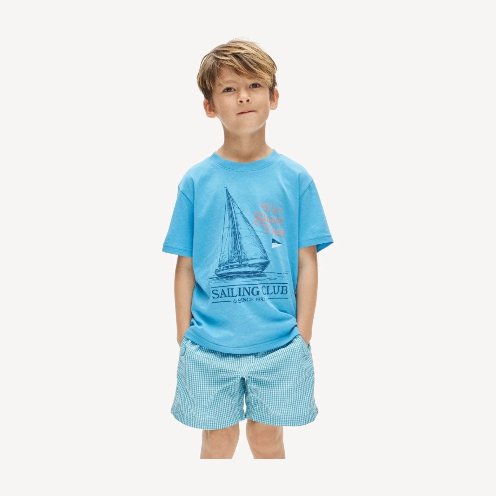 Kids' short-sleeve "Sailing club" graphic T-shirt