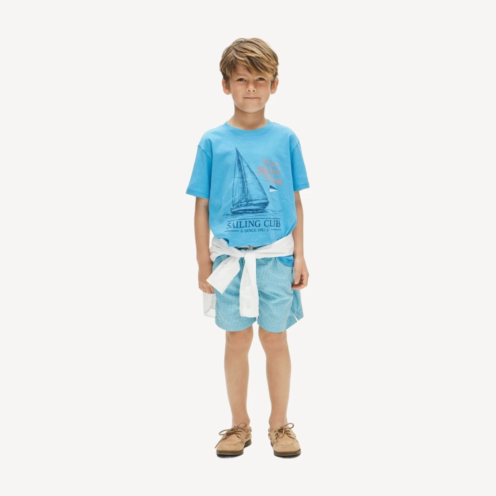 Kids' short-sleeve "Sailing club" graphic T-shirt