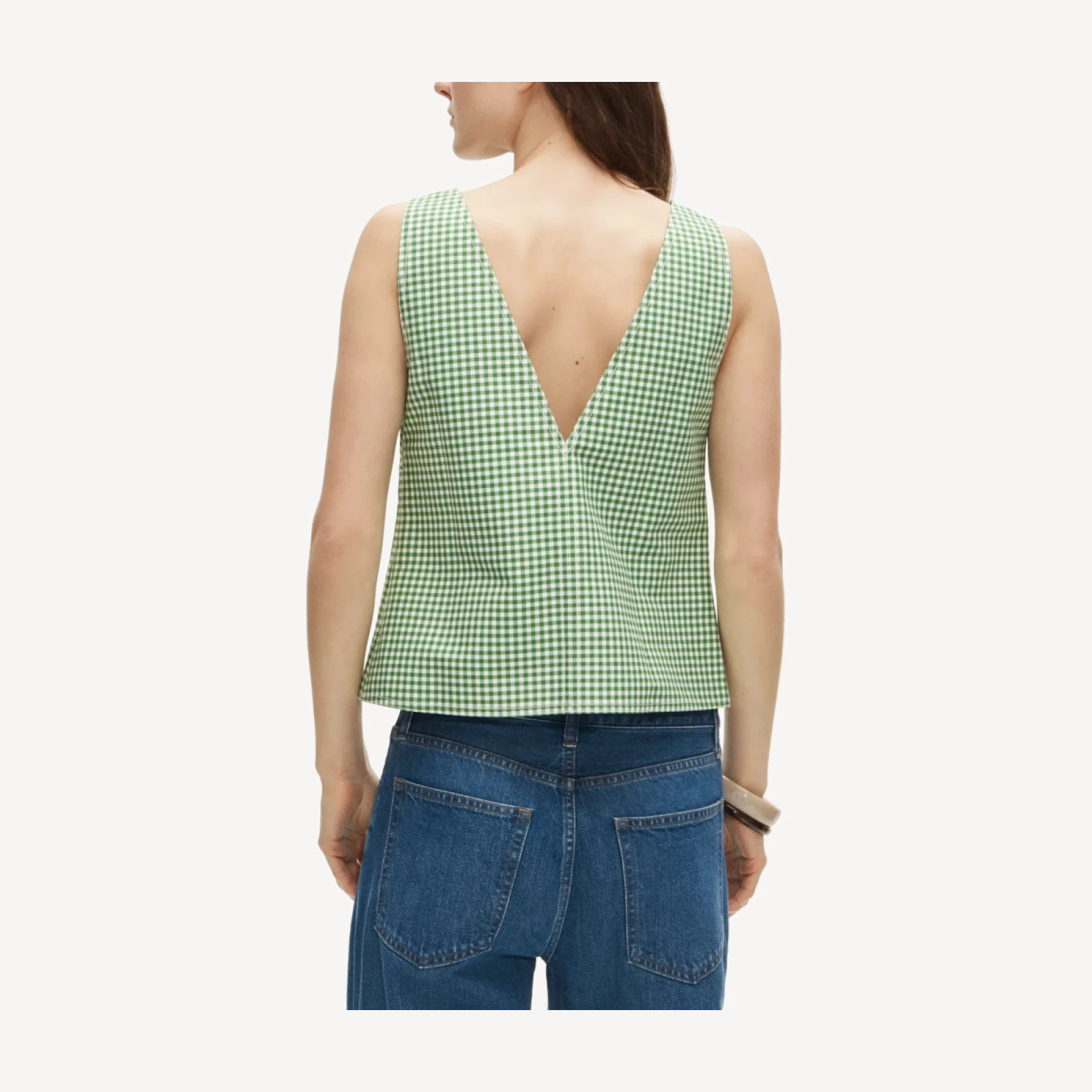 Shell top in gingham double cotton poplin