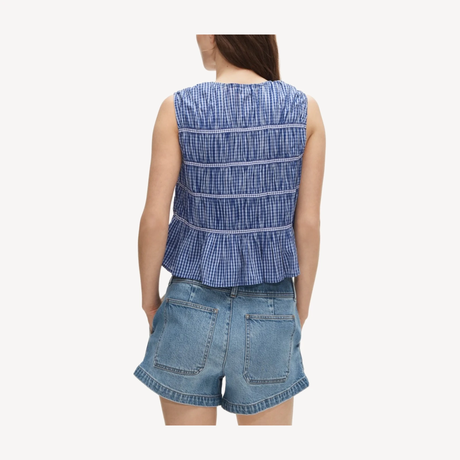 Tie-front top in gingham