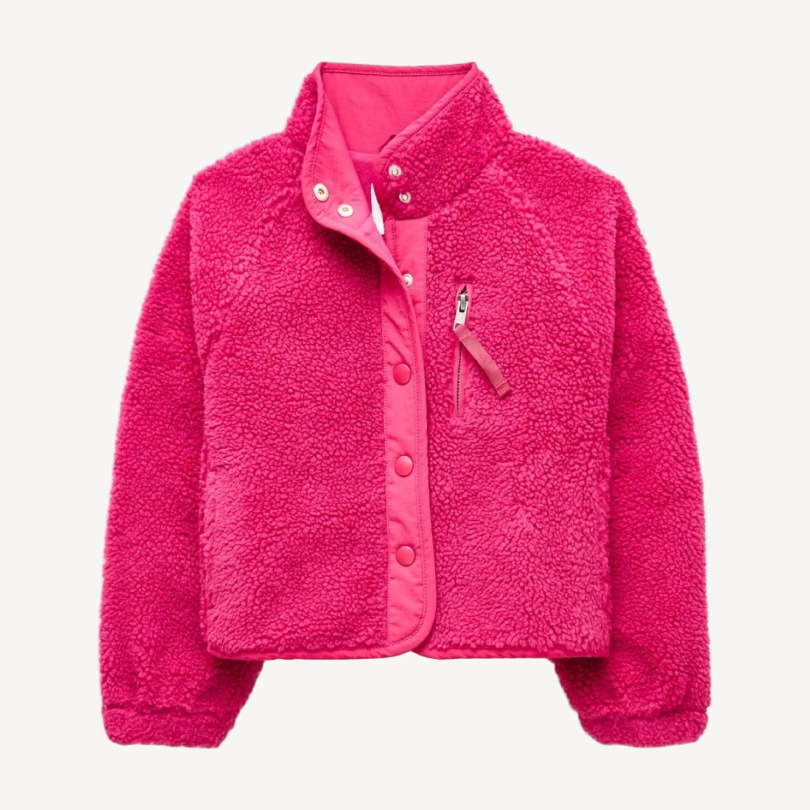 Girls' button-up sherpa jacket