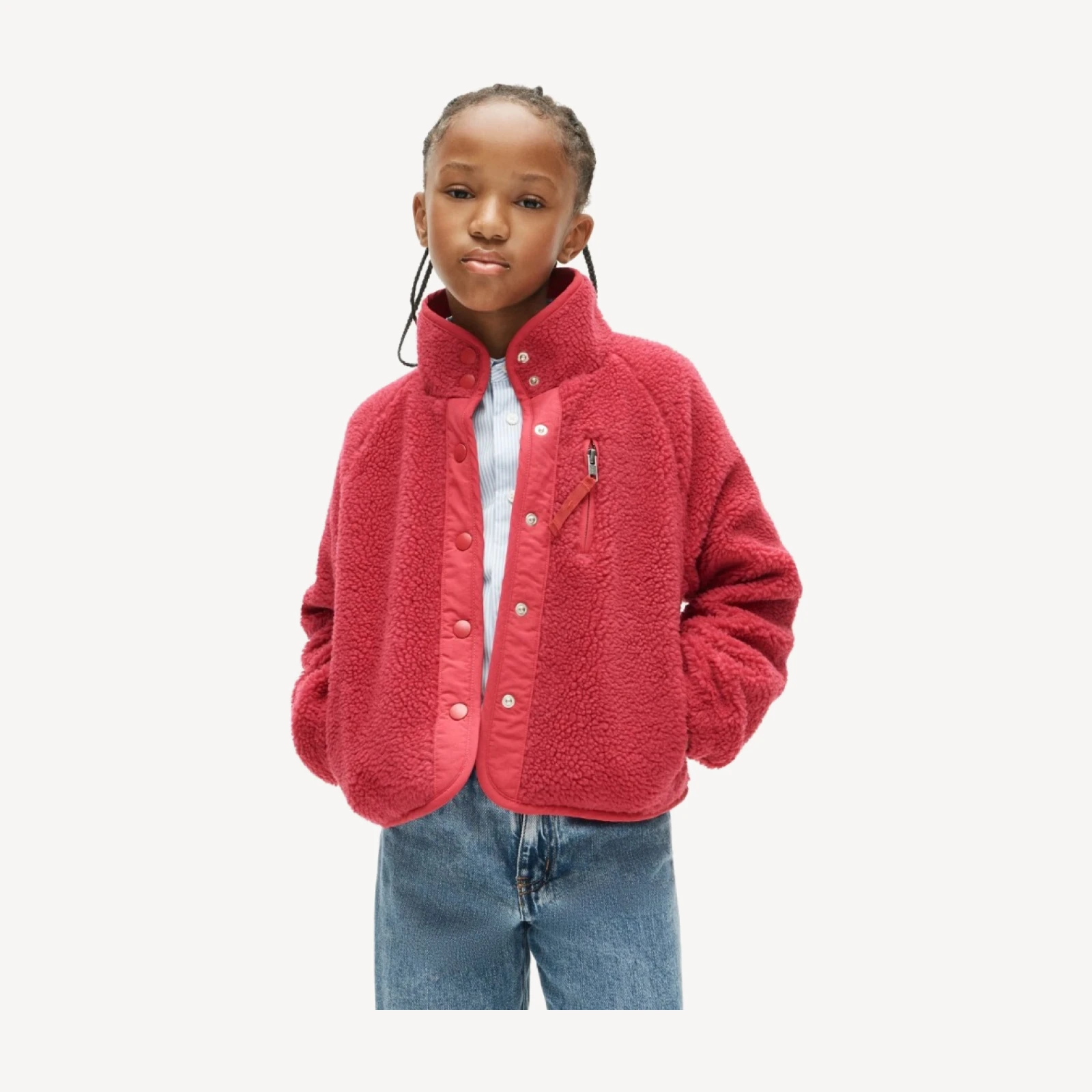 Girls' button-up sherpa jacket