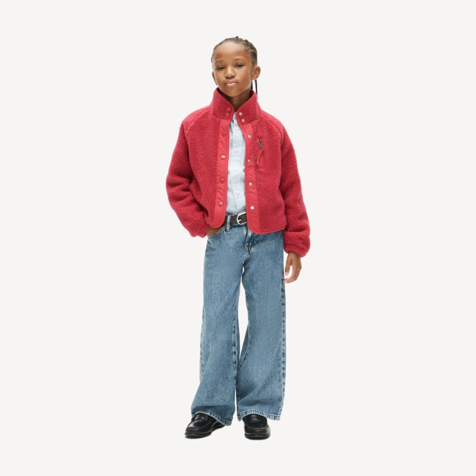 Girls' button-up sherpa jacket