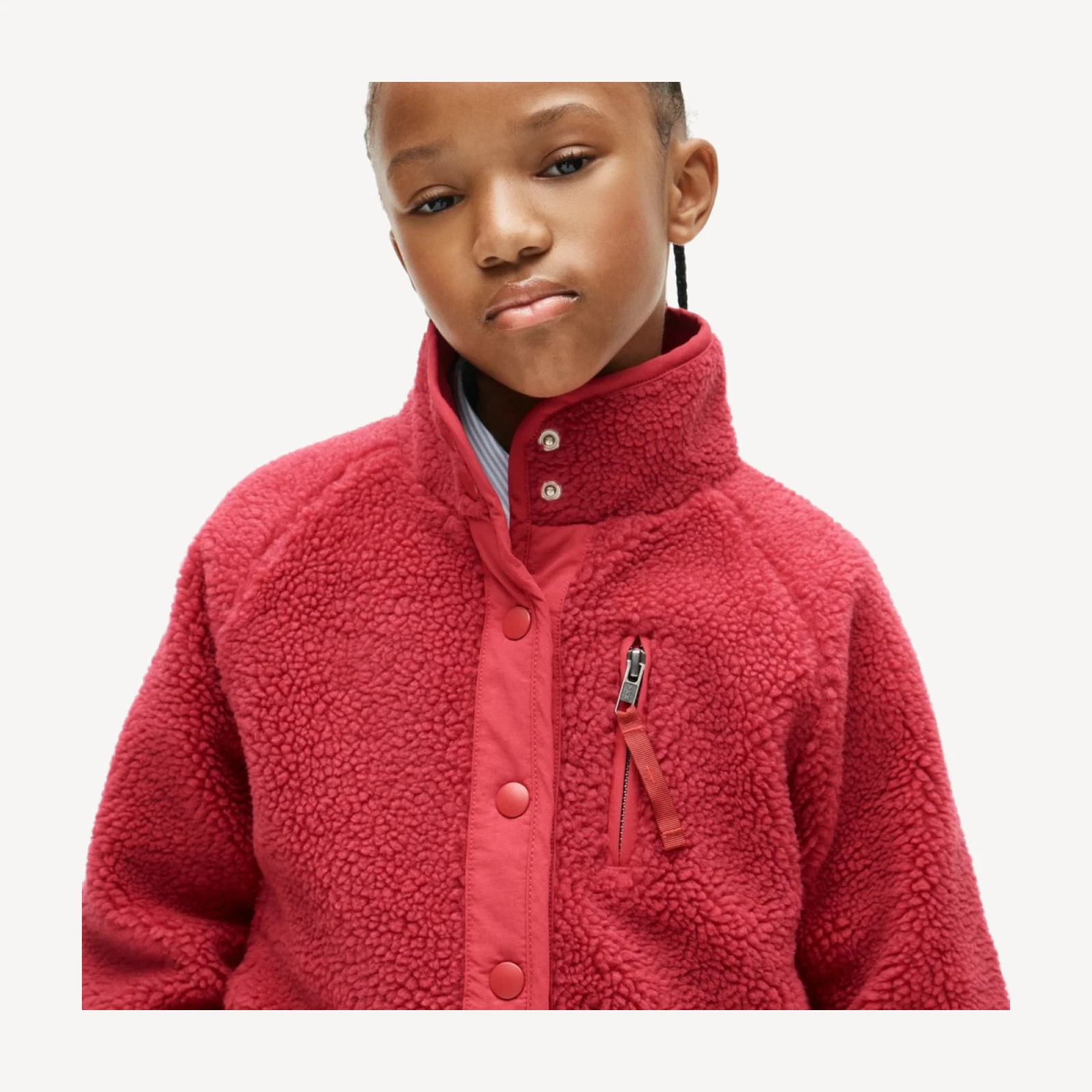Girls' button-up sherpa jacket