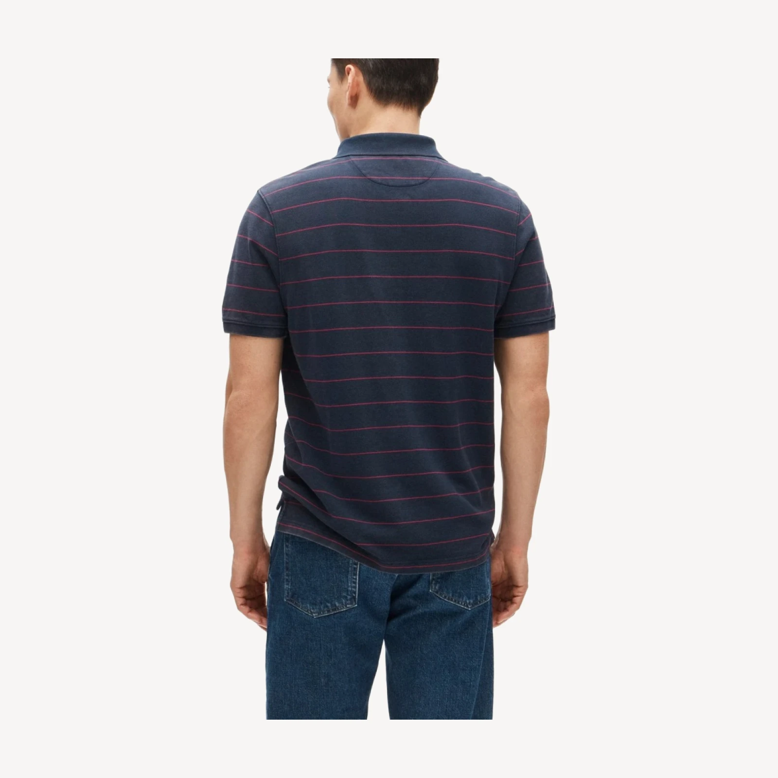Washed piqué polo shirt in stripe
