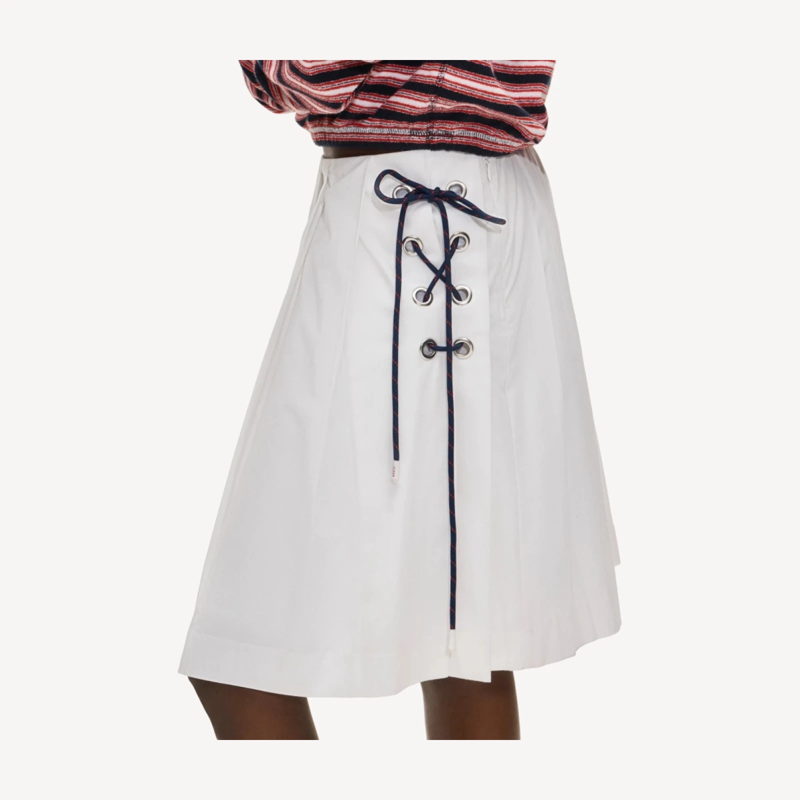 Side lace-up pleated skirt