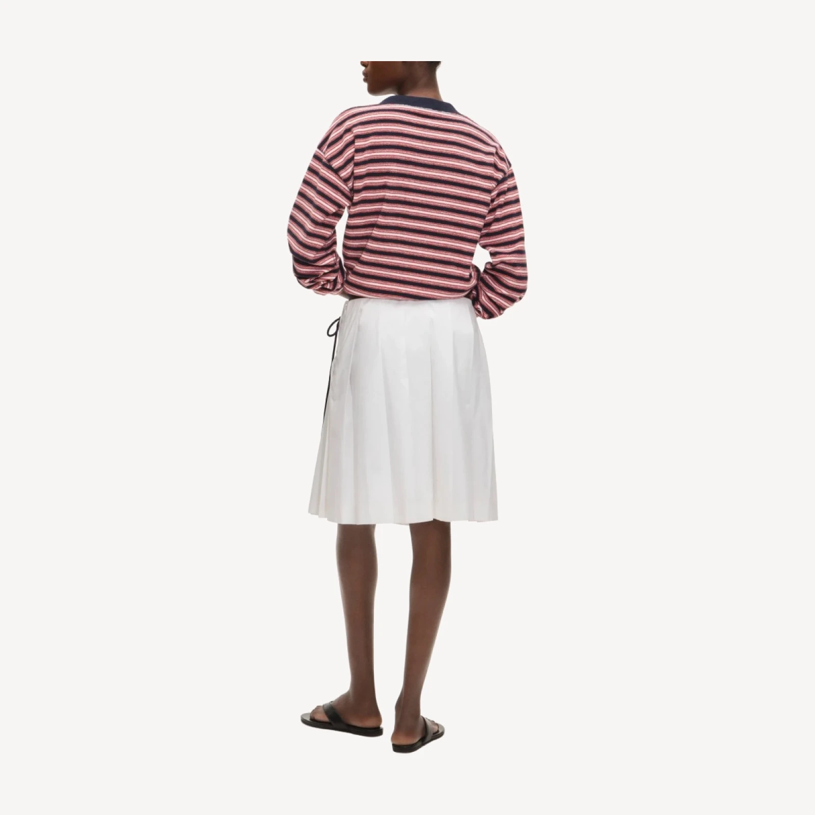 Side lace-up pleated skirt