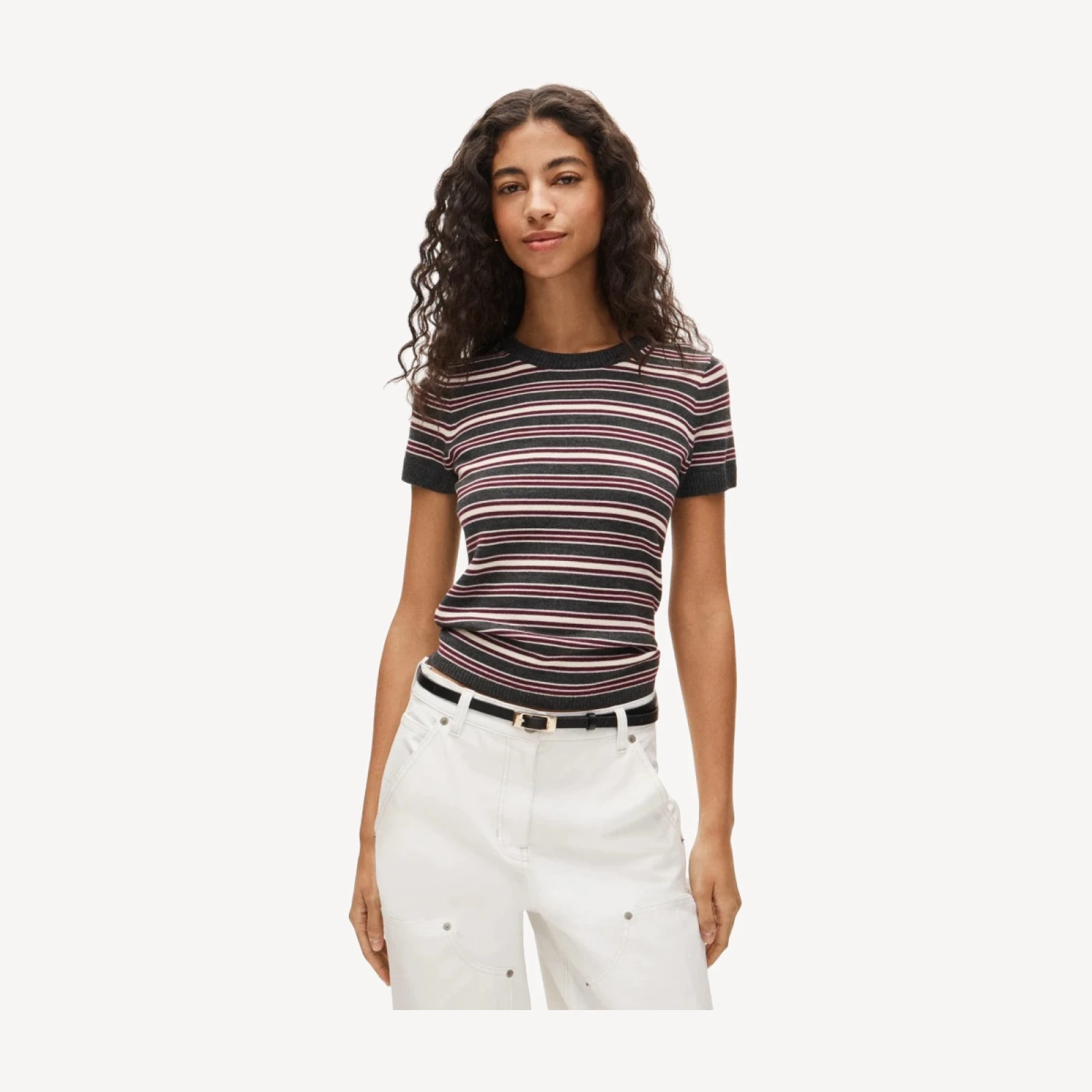 Carolyn sweater-tee in striped merino wool