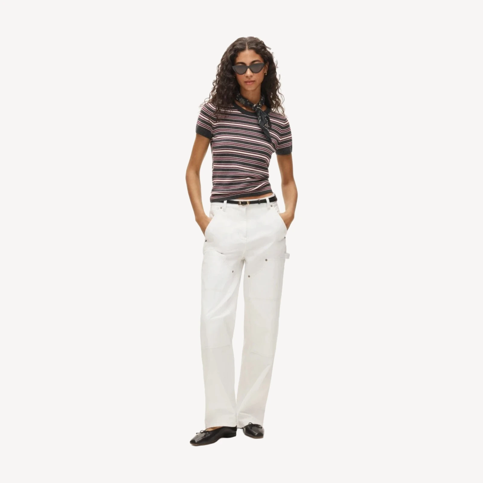 Carolyn sweater-tee in striped merino wool