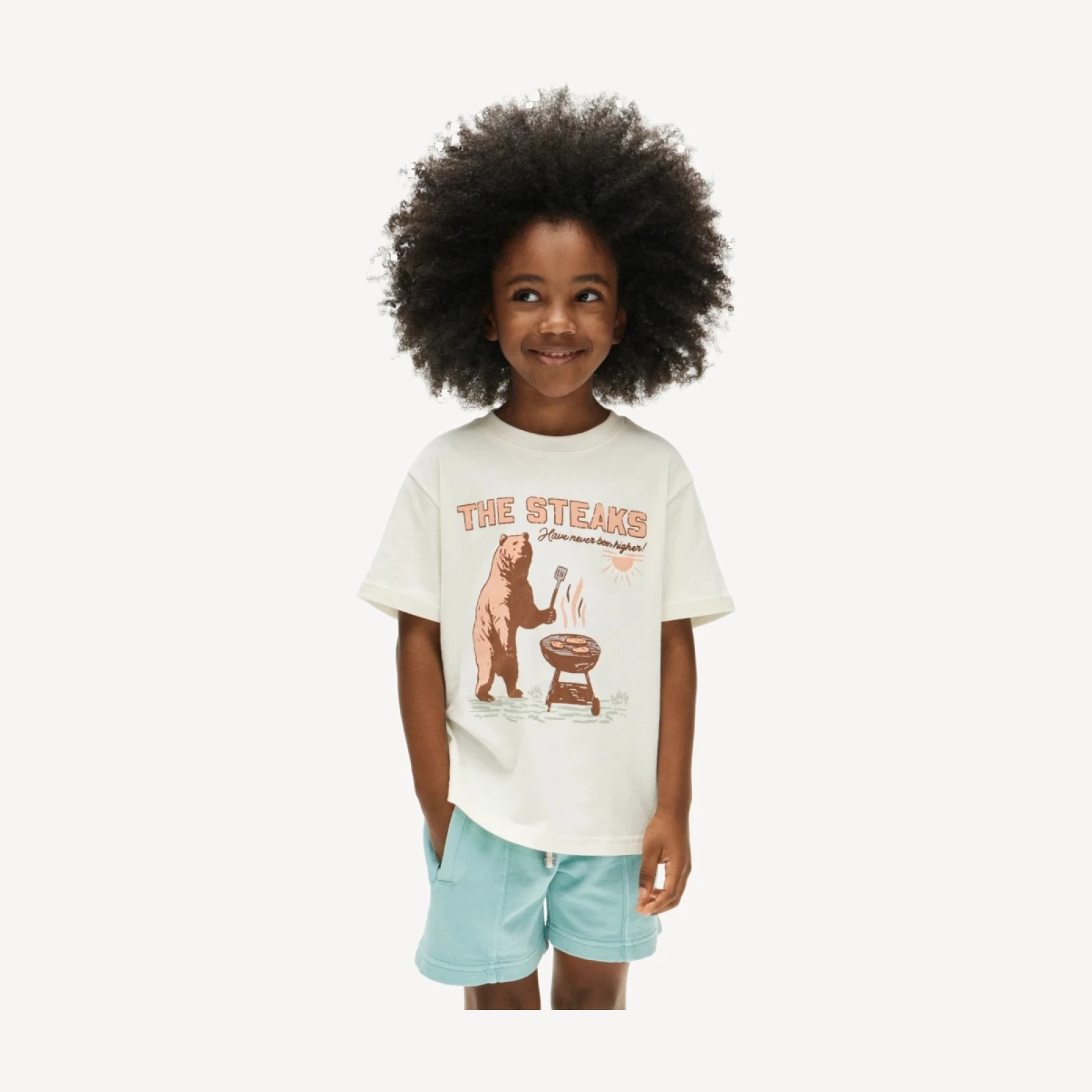 Kids' short-sleeve grizzly bear graphic T-shirt