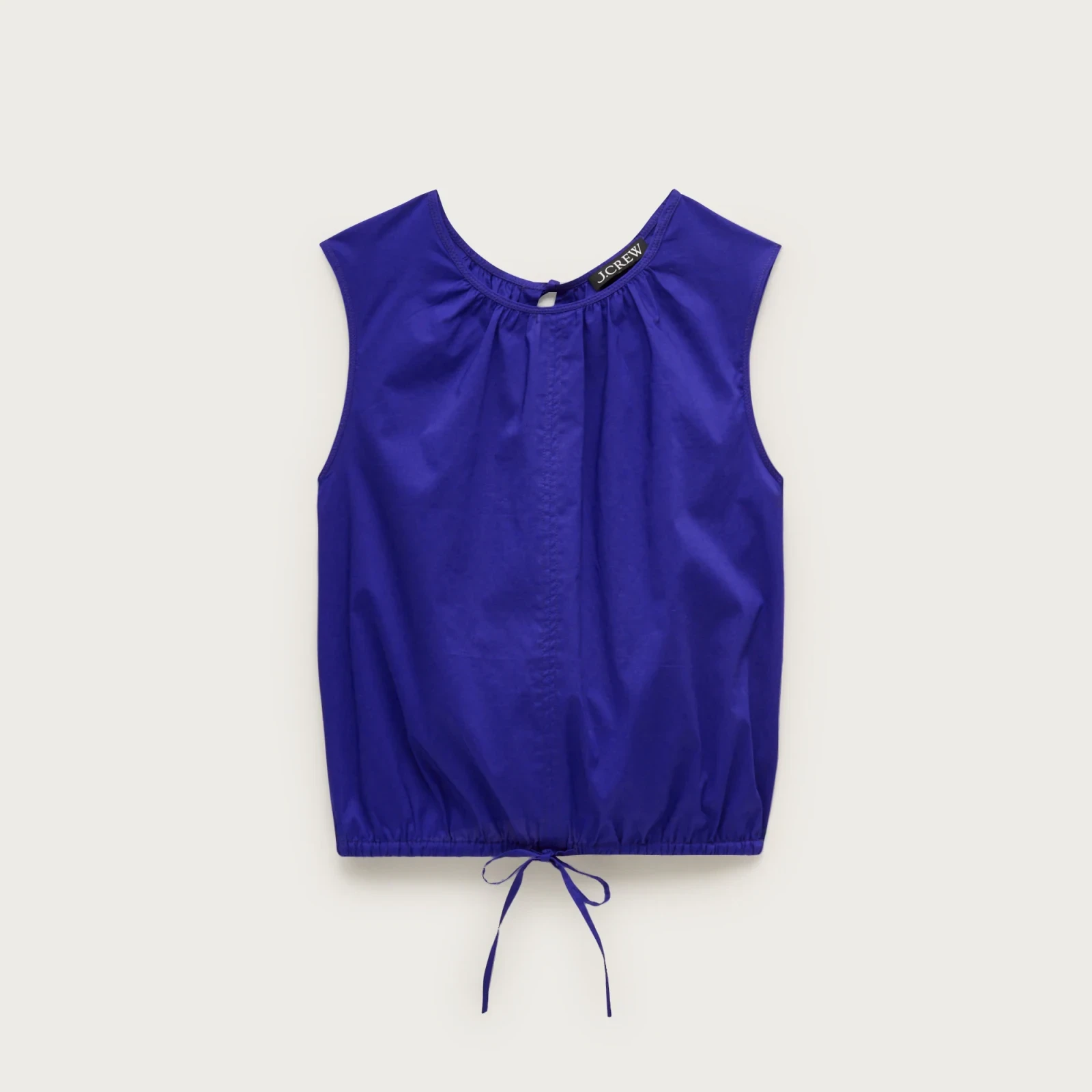 Drawstring-waist tank top in sateen
