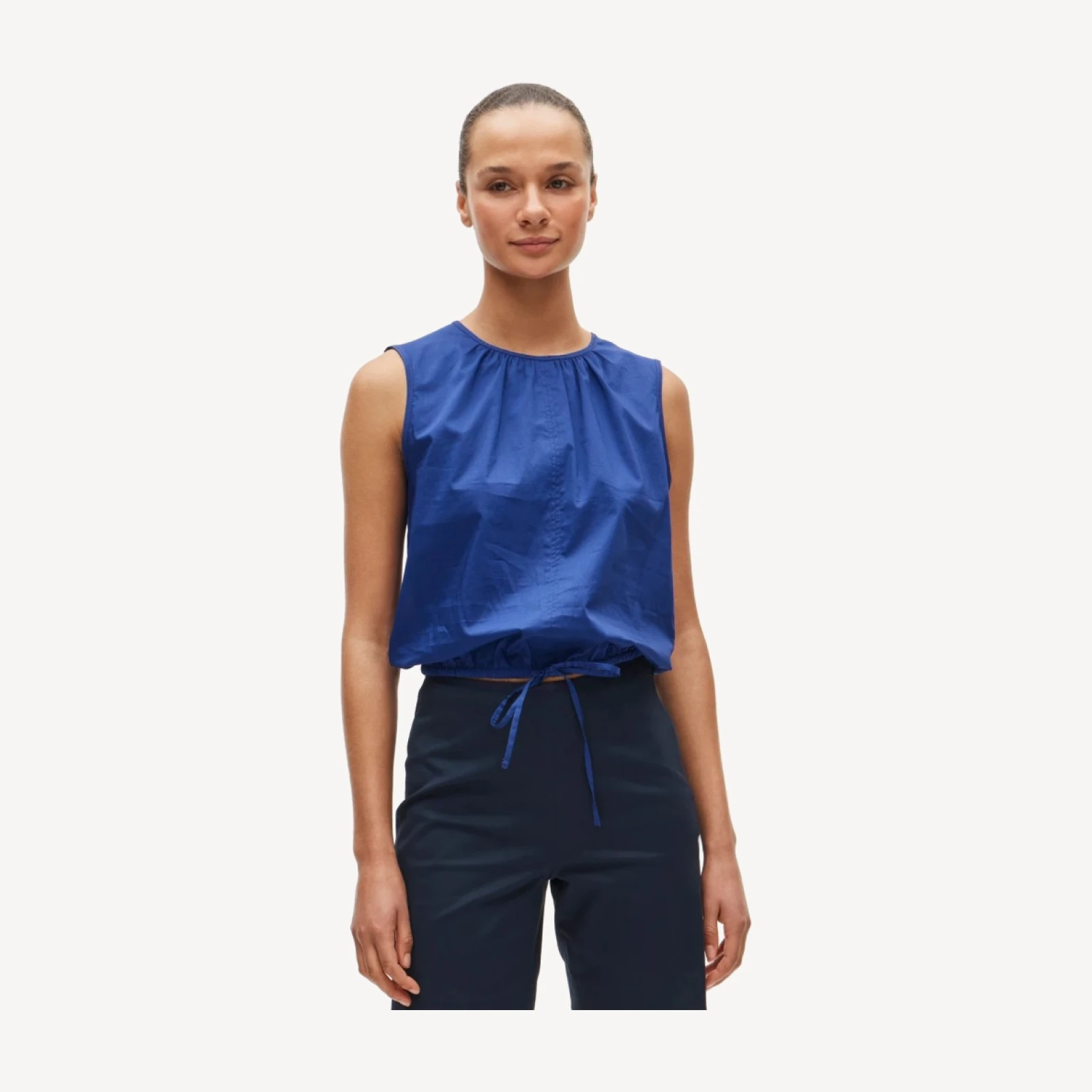 Drawstring-waist tank top in sateen