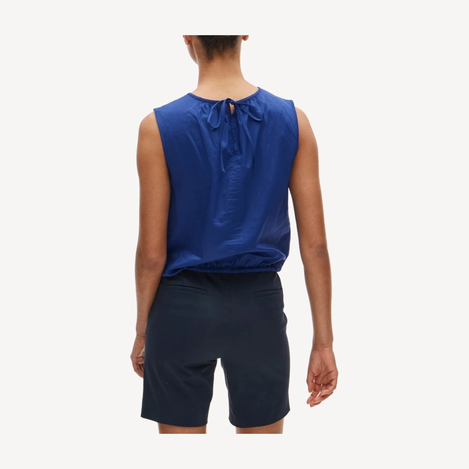 Drawstring-waist tank top in sateen