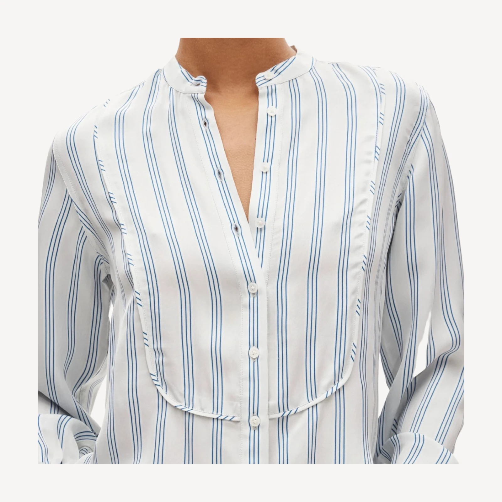 Tuxedo-bib button-up shirt in stripe