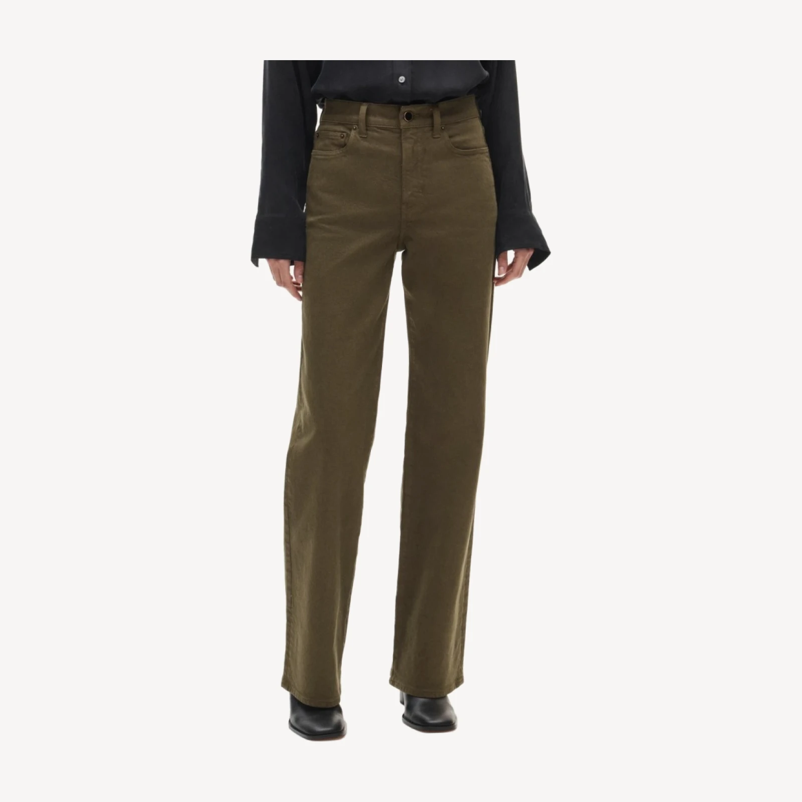 Full-length slim-wide jean in garment dye