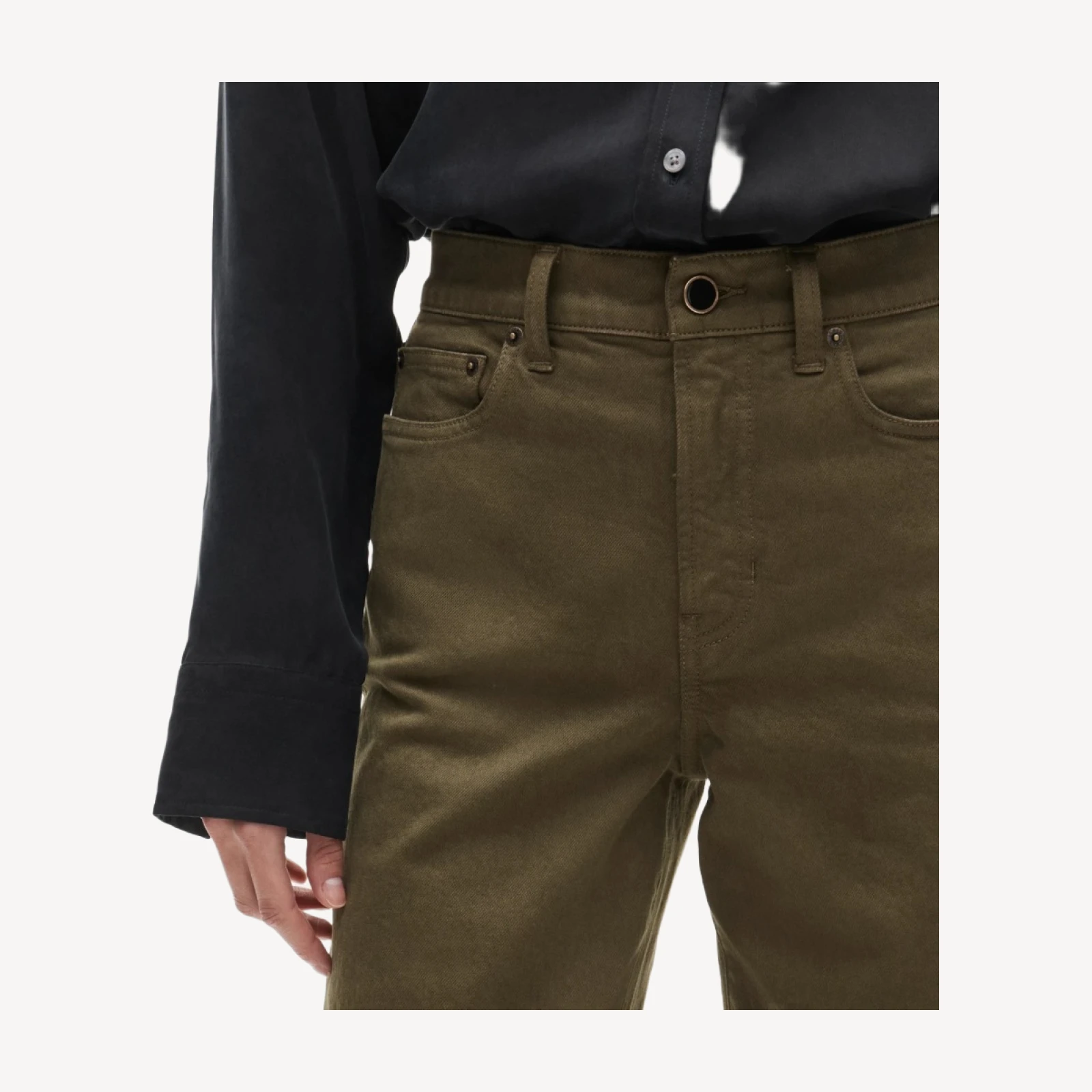 Full-length slim-wide jean in garment dye