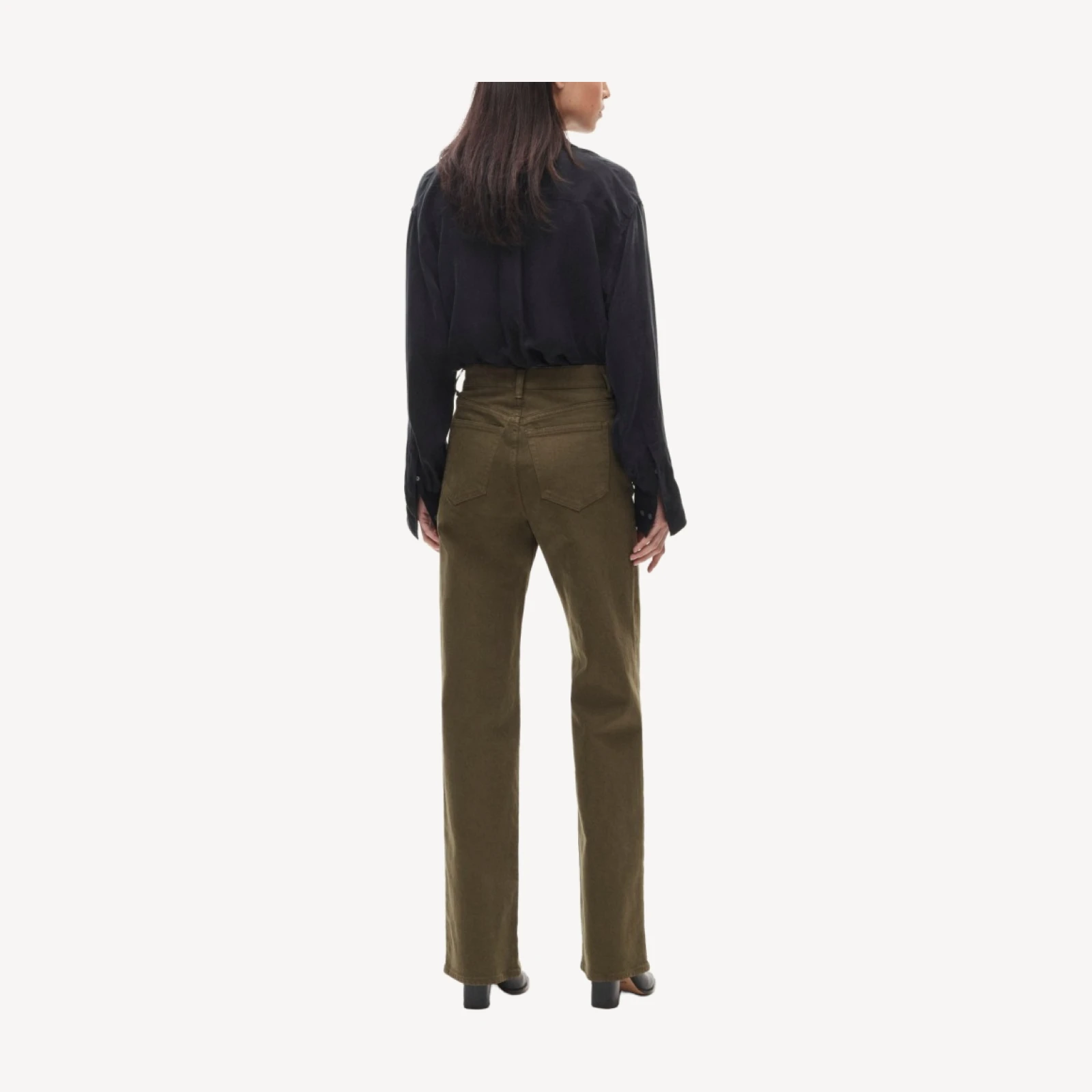 Full-length slim-wide jean in garment dye