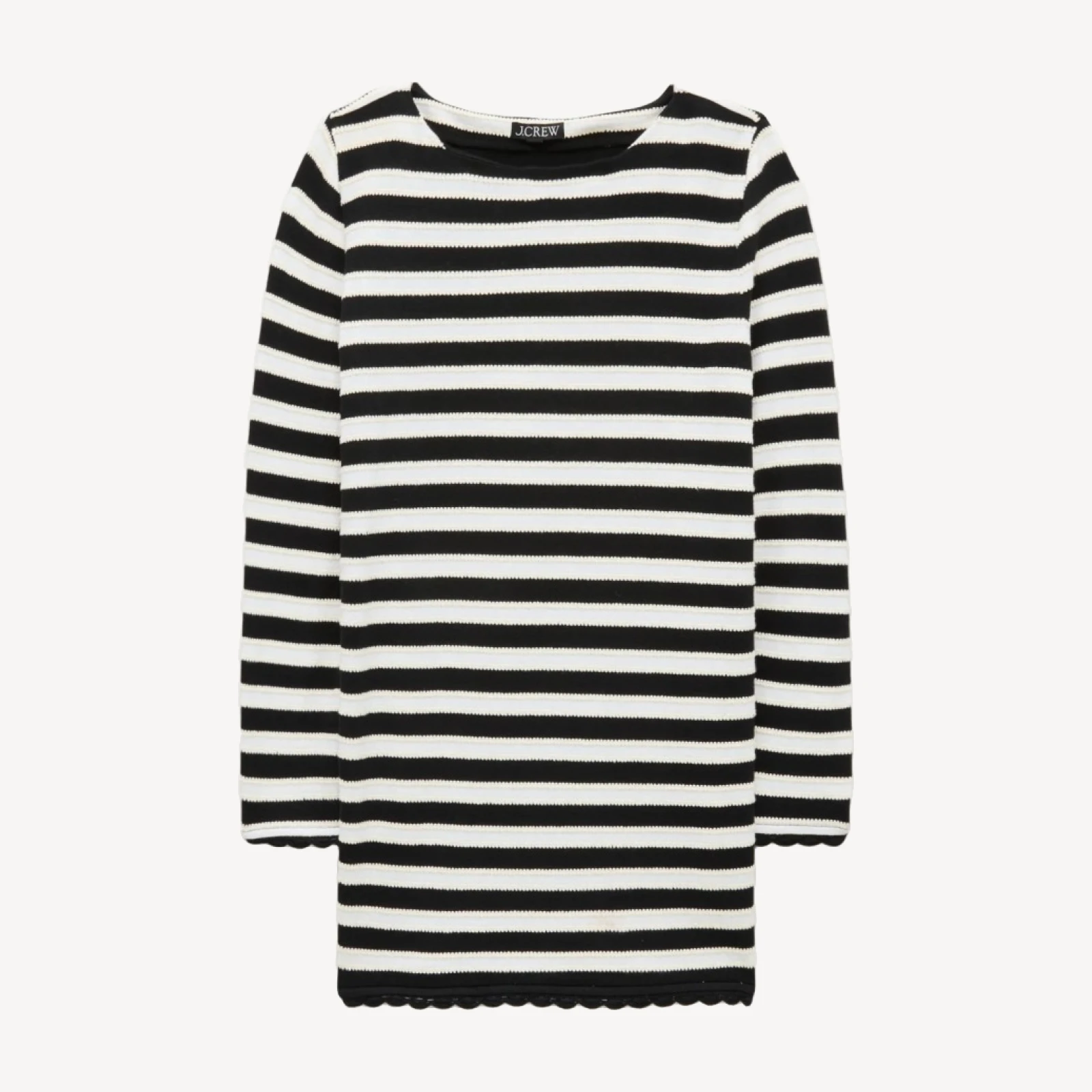 Boatneck crochet mini dress in stripe