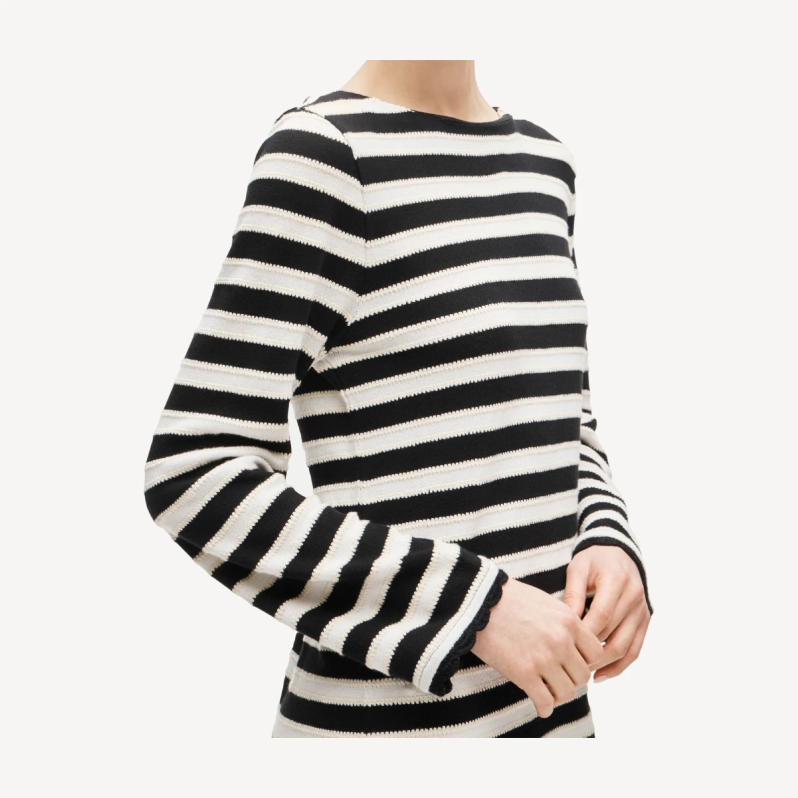 Boatneck crochet mini dress in stripe