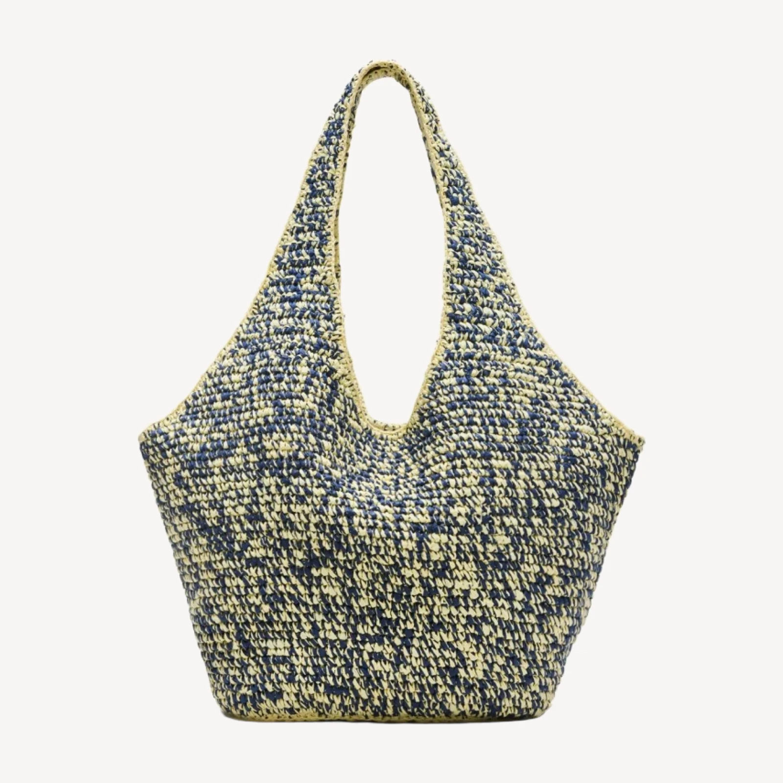 Large handwoven tote in marled straw