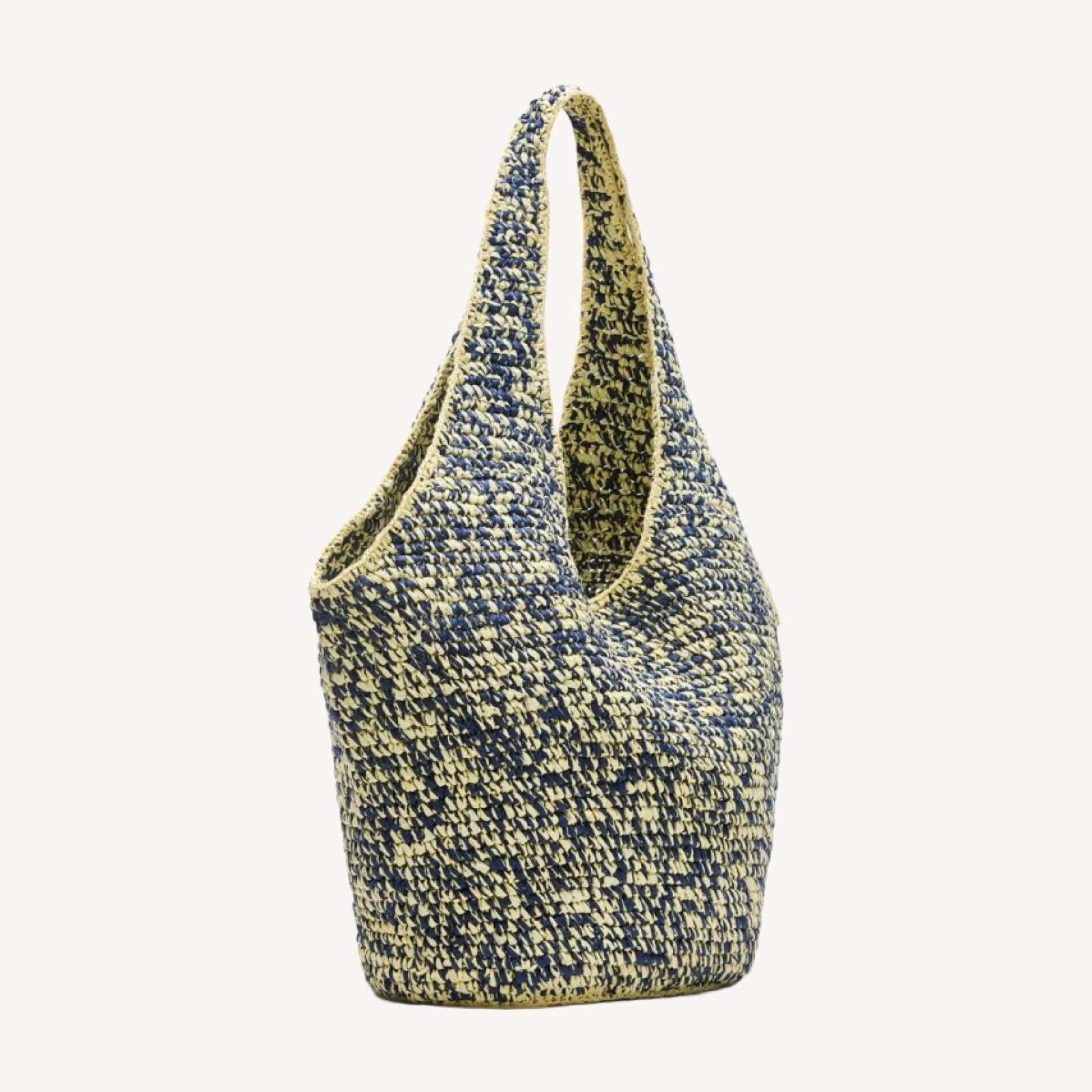 Large handwoven tote in marled straw
