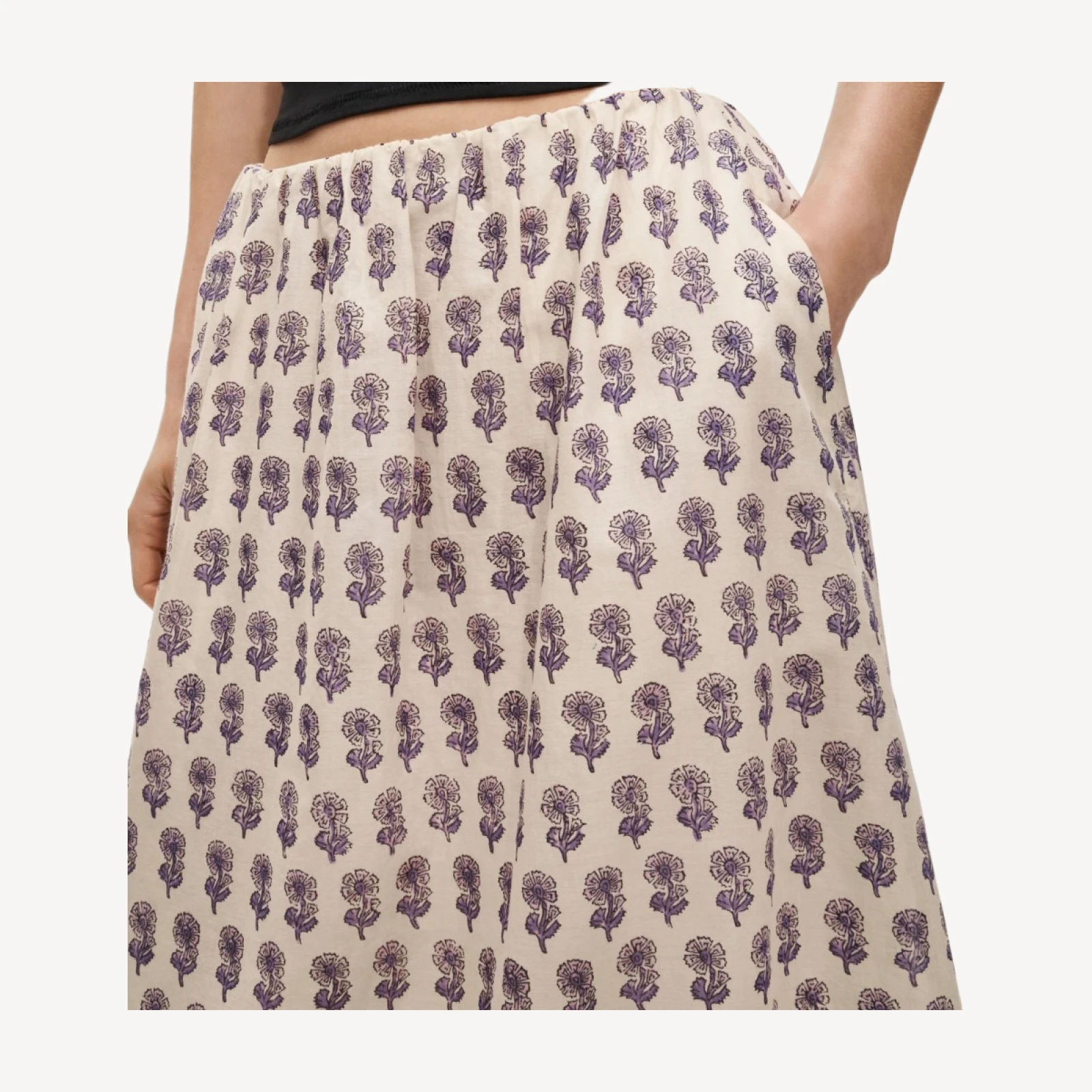 Beckett midi skirt in lilac block print