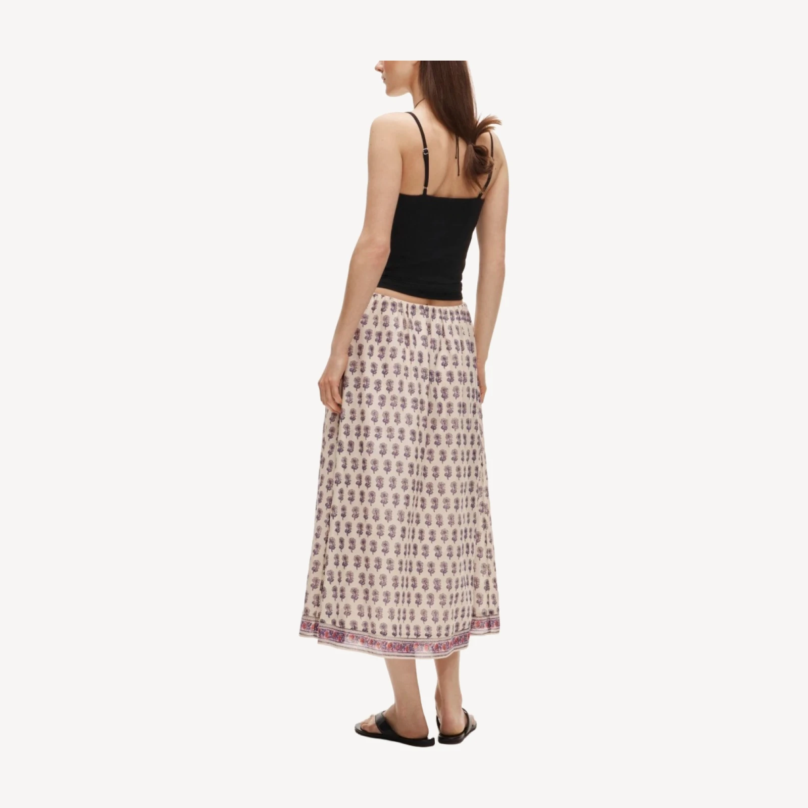 Beckett midi skirt in lilac block print