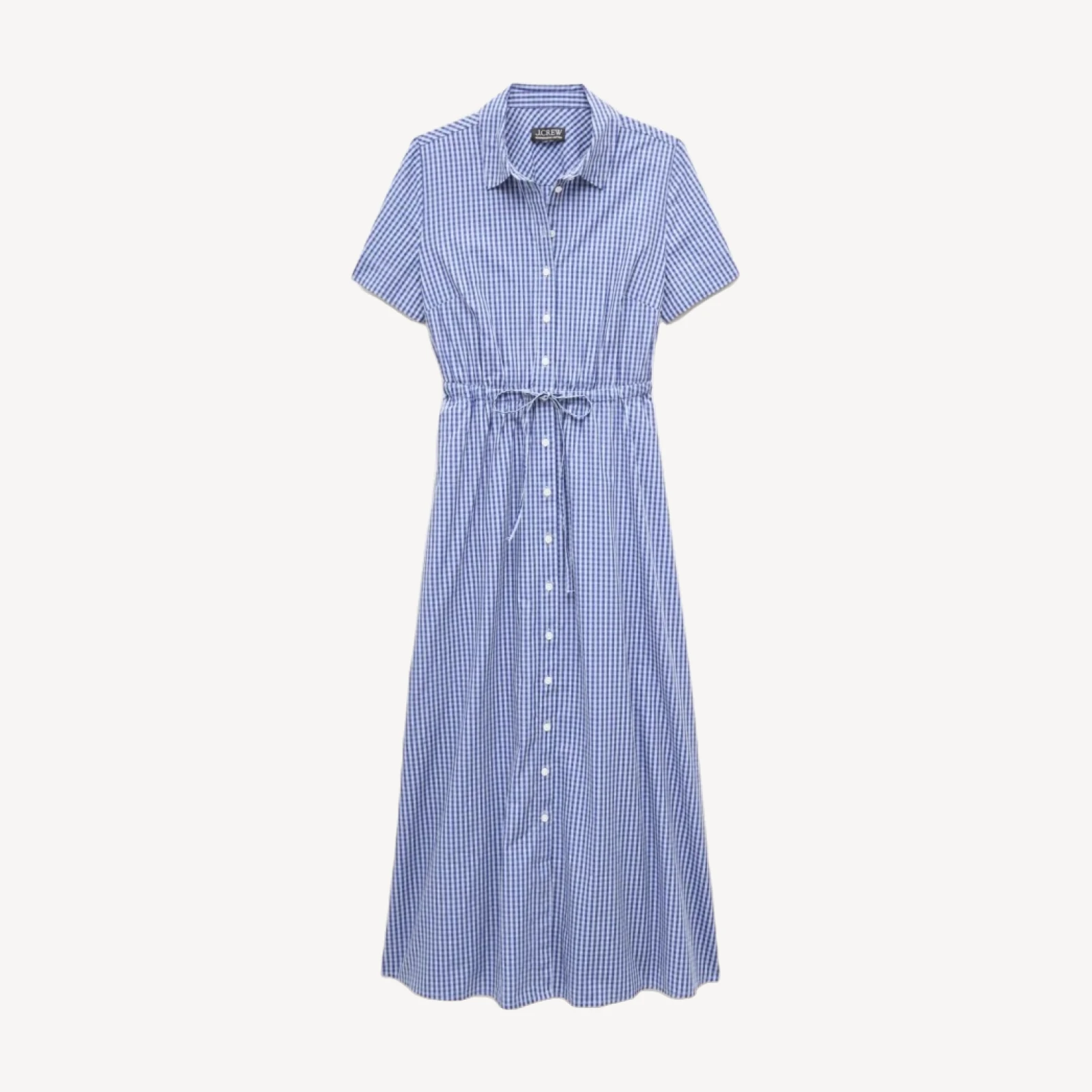 Cerise shirt-dress in gingham cotton poplin