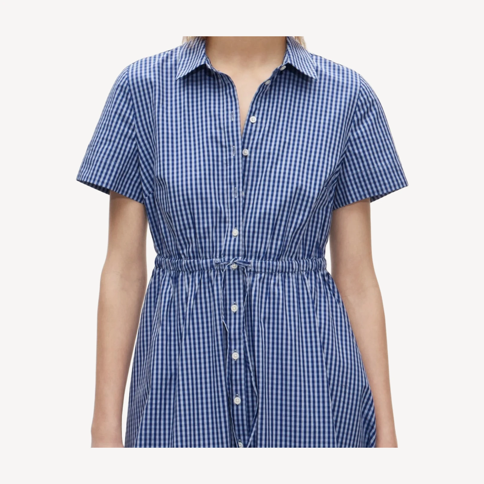 Cerise shirt-dress in gingham cotton poplin