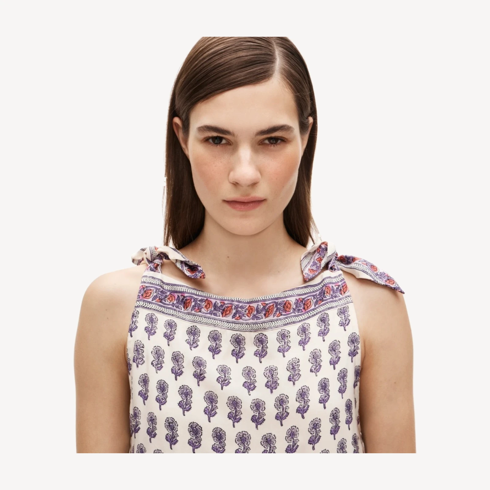 Sadie mini dress in lilac block print