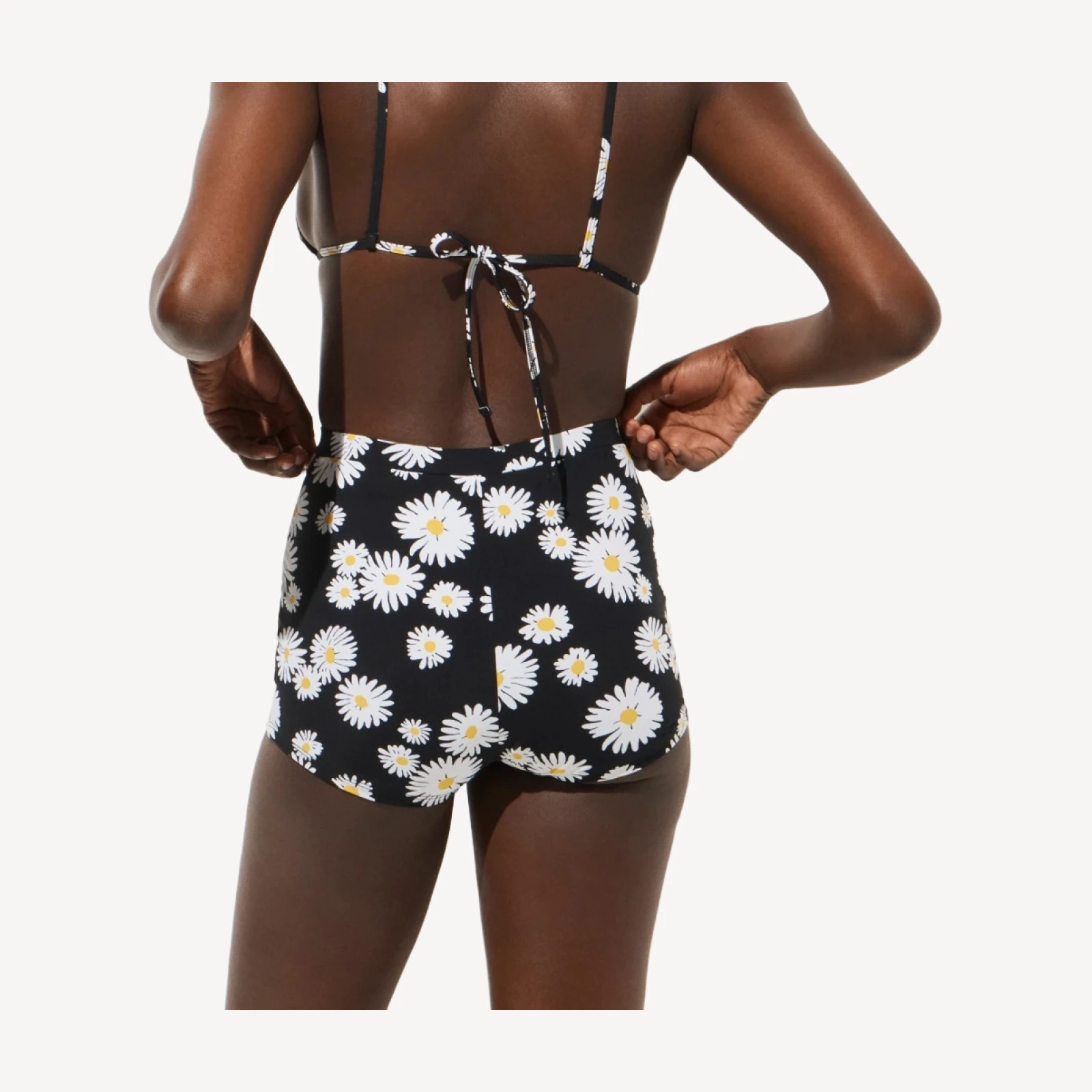 Matte boy short bikini bottom in vintage daisy print