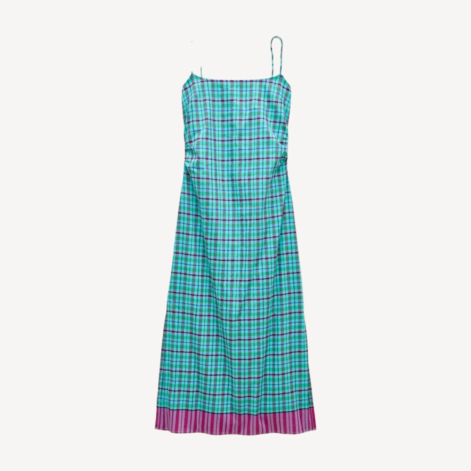 Open-back beach dress in Indian madras cotton