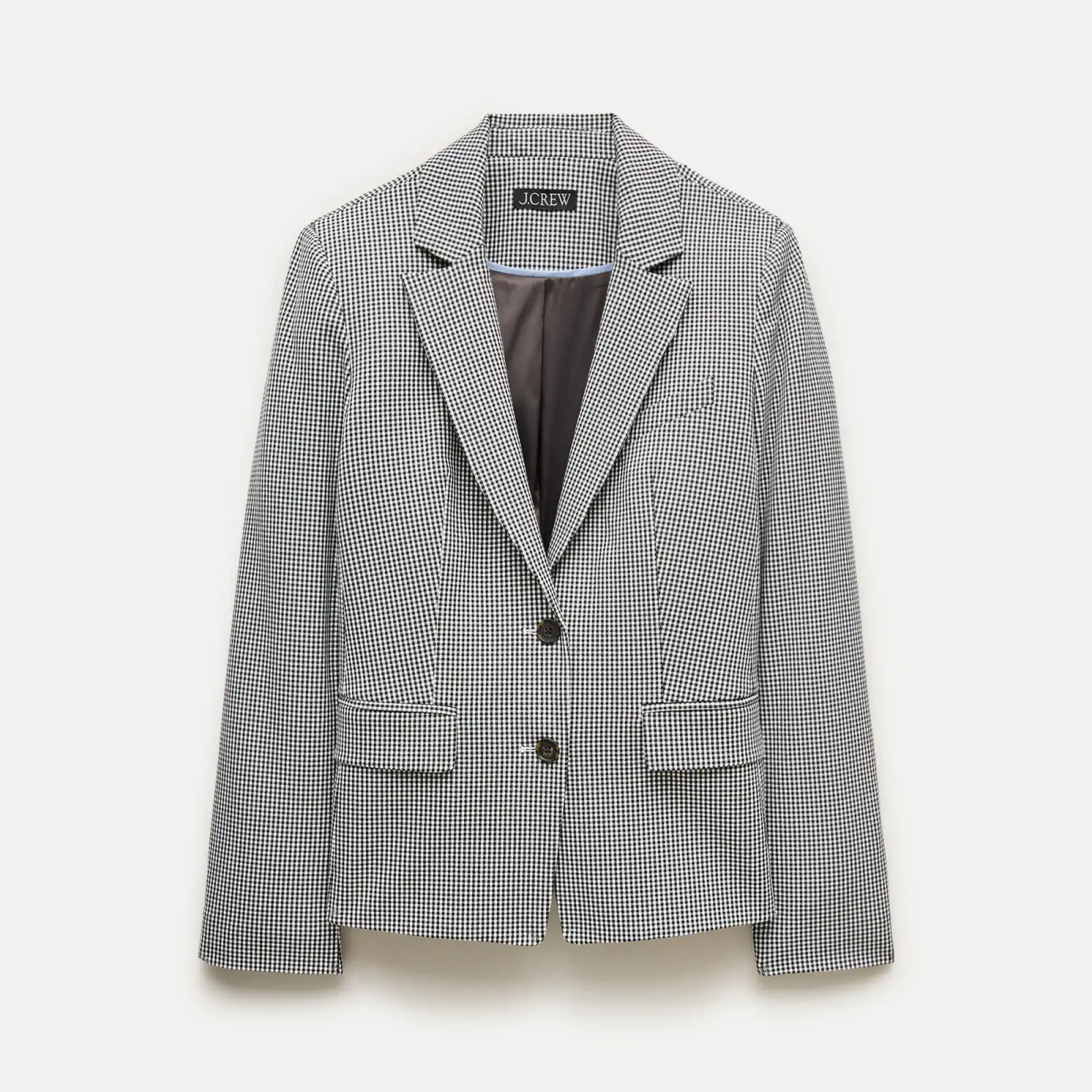École blazer in gingham bi-stretch cotton blend