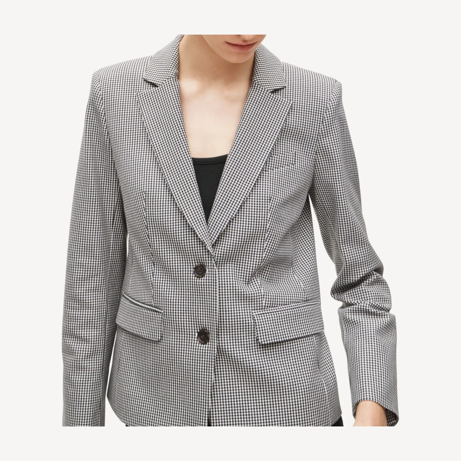 École blazer in gingham bi-stretch cotton blend