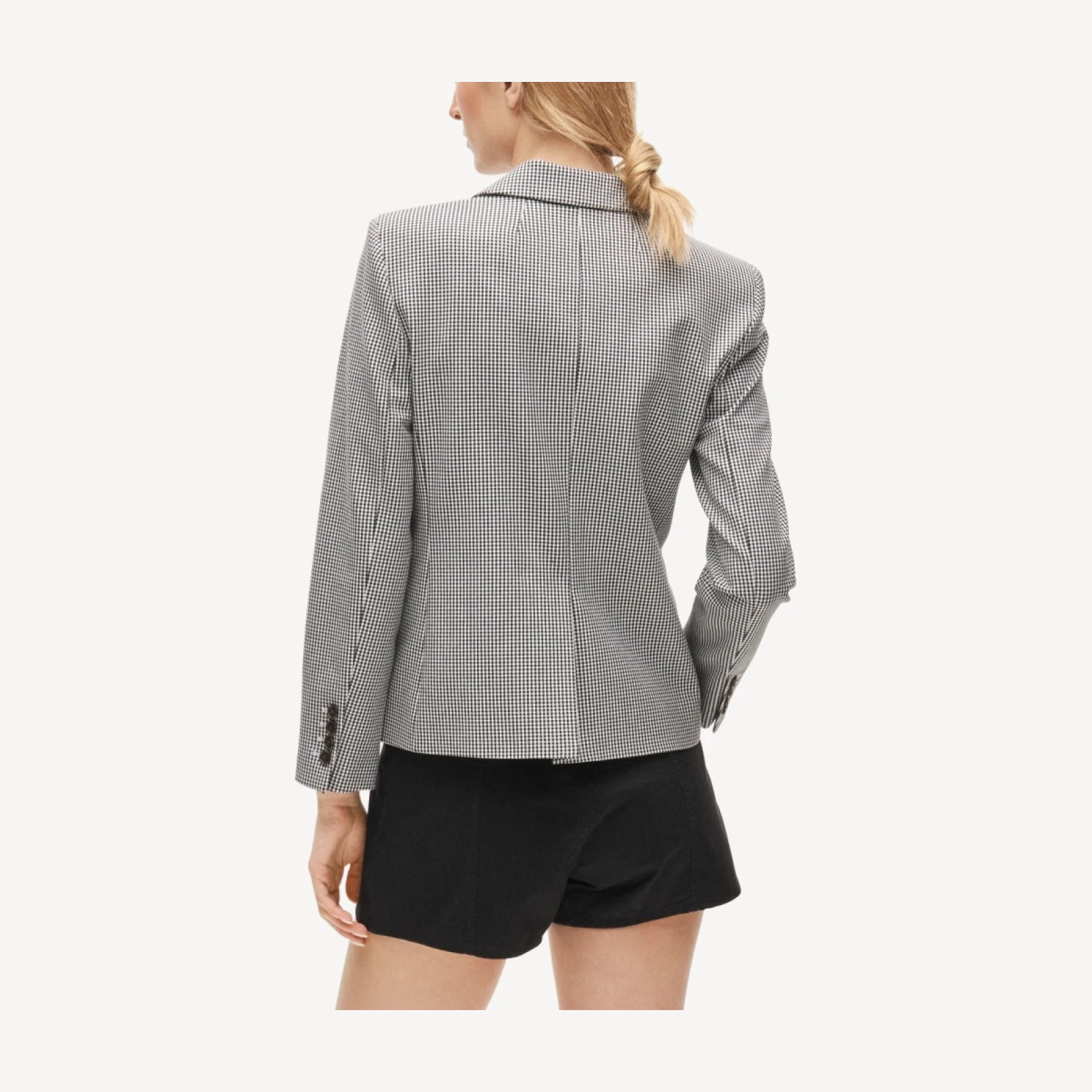 École blazer in gingham bi-stretch cotton blend