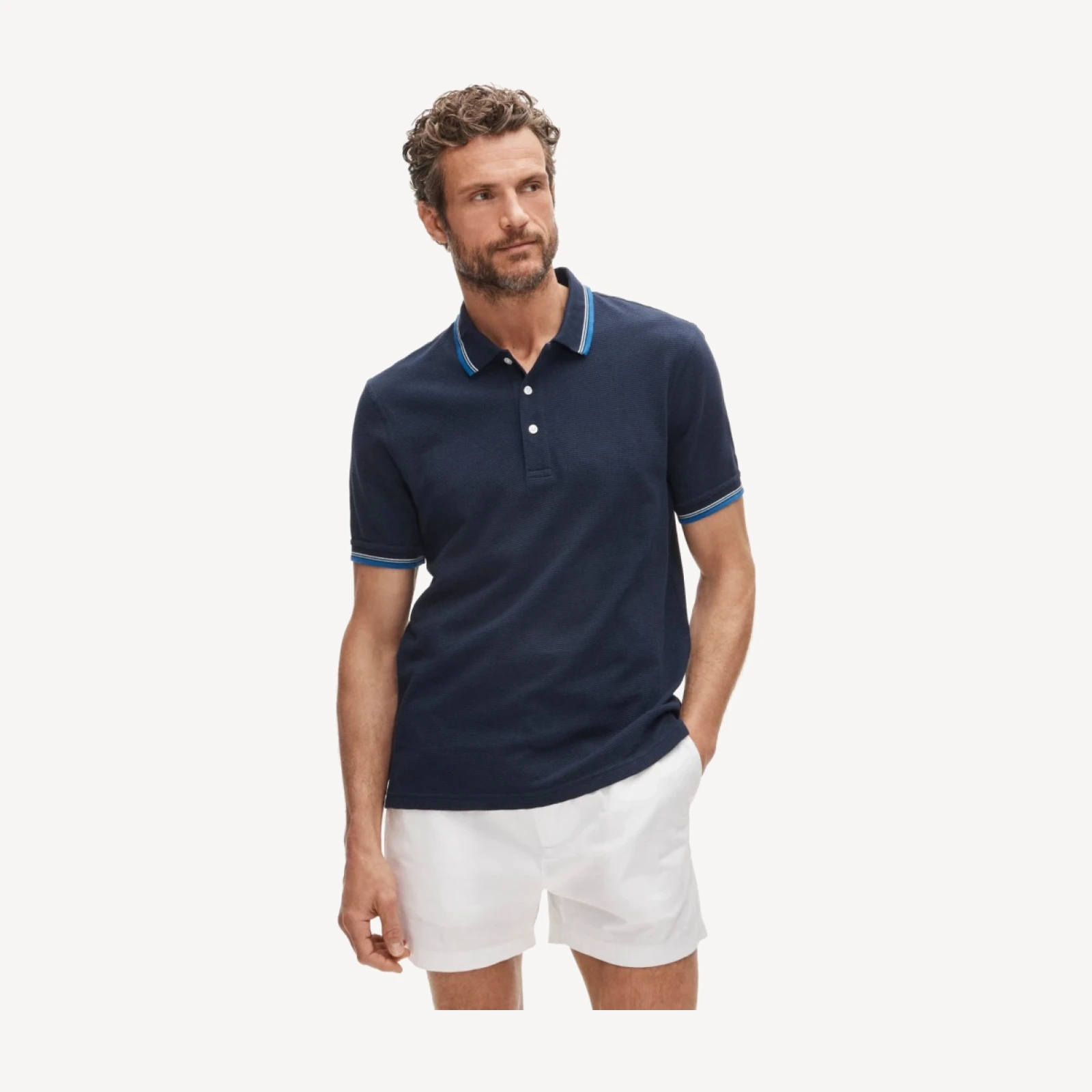 Tipped waffle-knit cotton polo shirt
