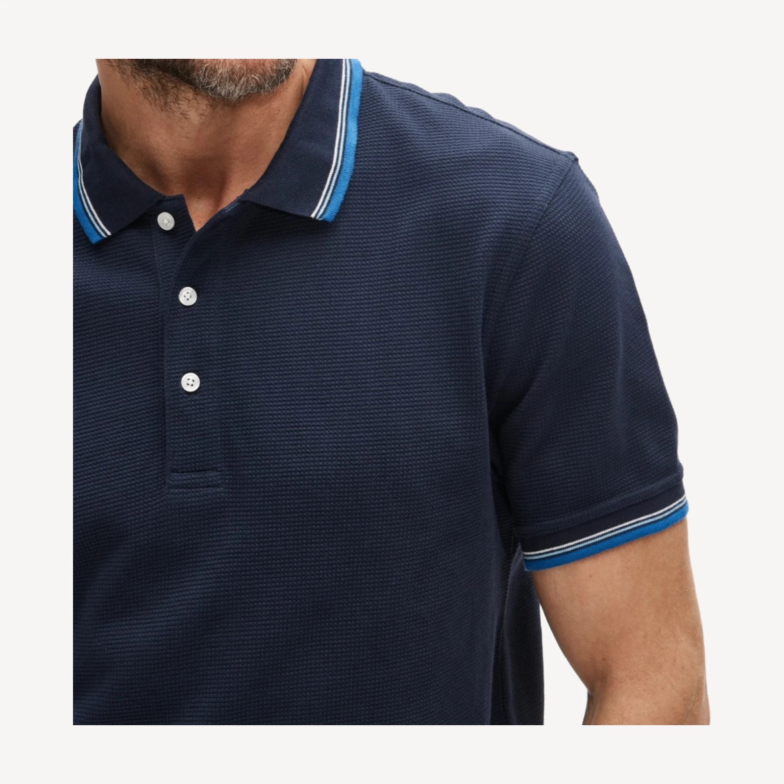 Tipped waffle-knit cotton polo shirt