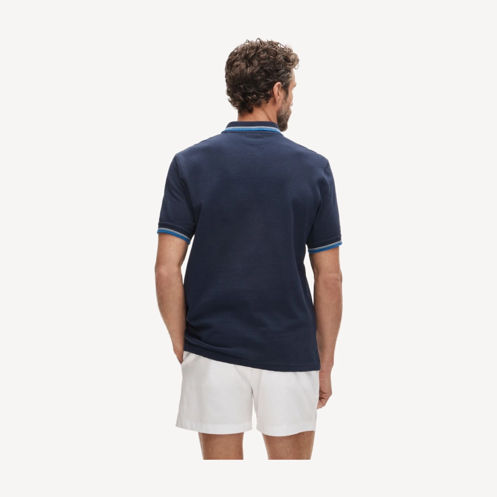 Tipped waffle-knit cotton polo shirt