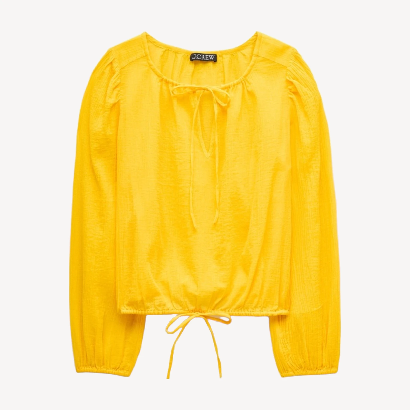 Drawstring-waist top in featherweight voile