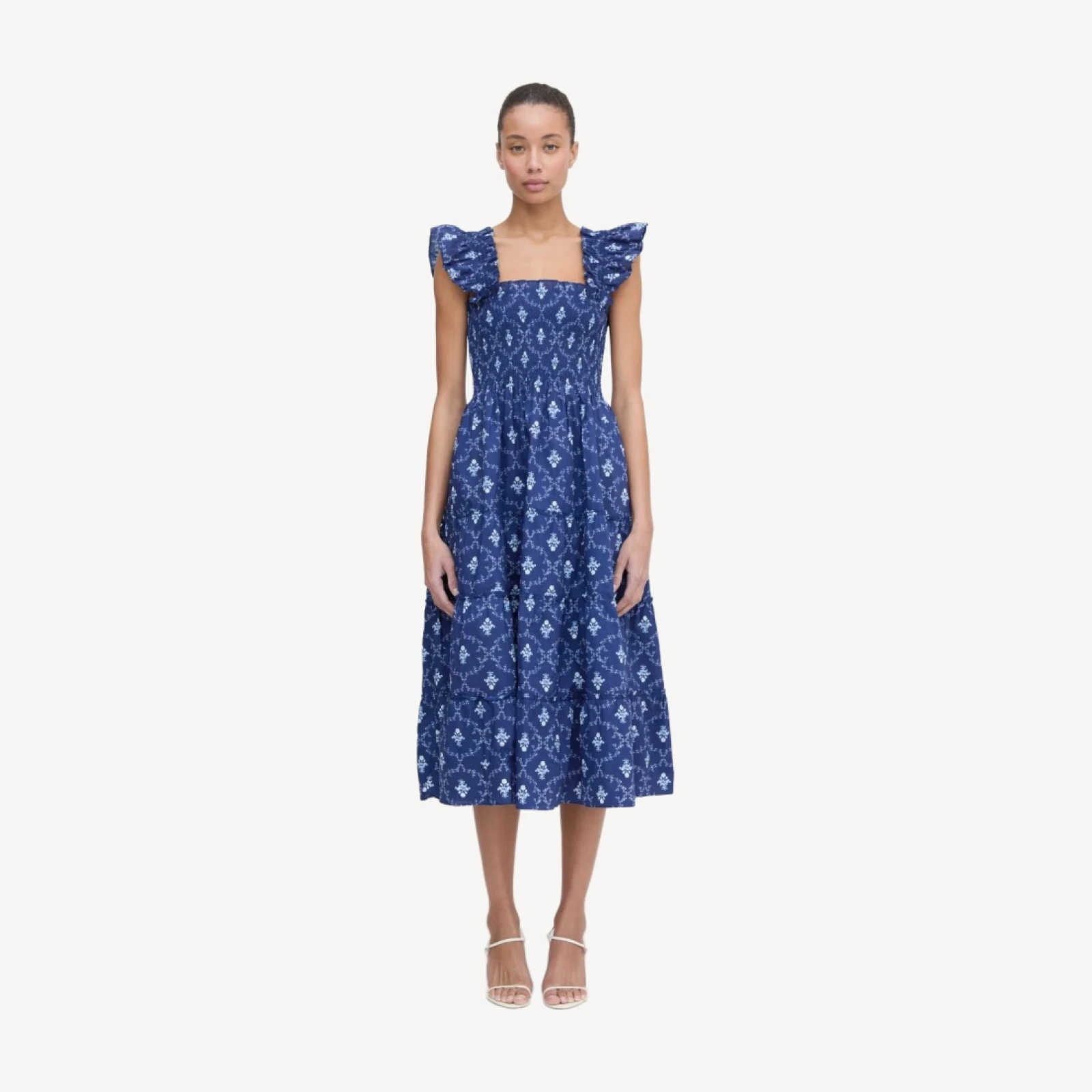 The Ellie Nap Dress - Navy Trellis