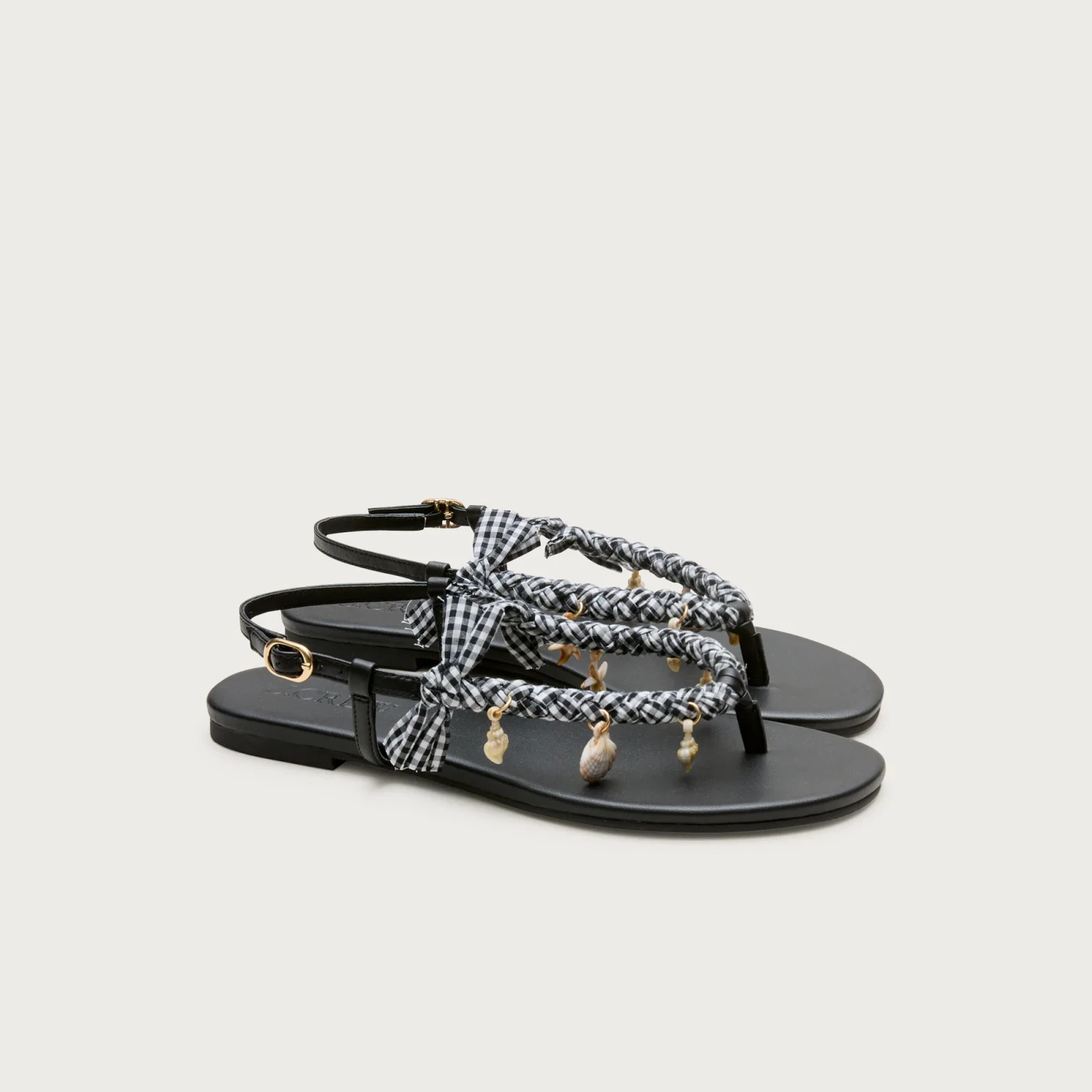 Audrey charm slingback sandals with gingham ribbon