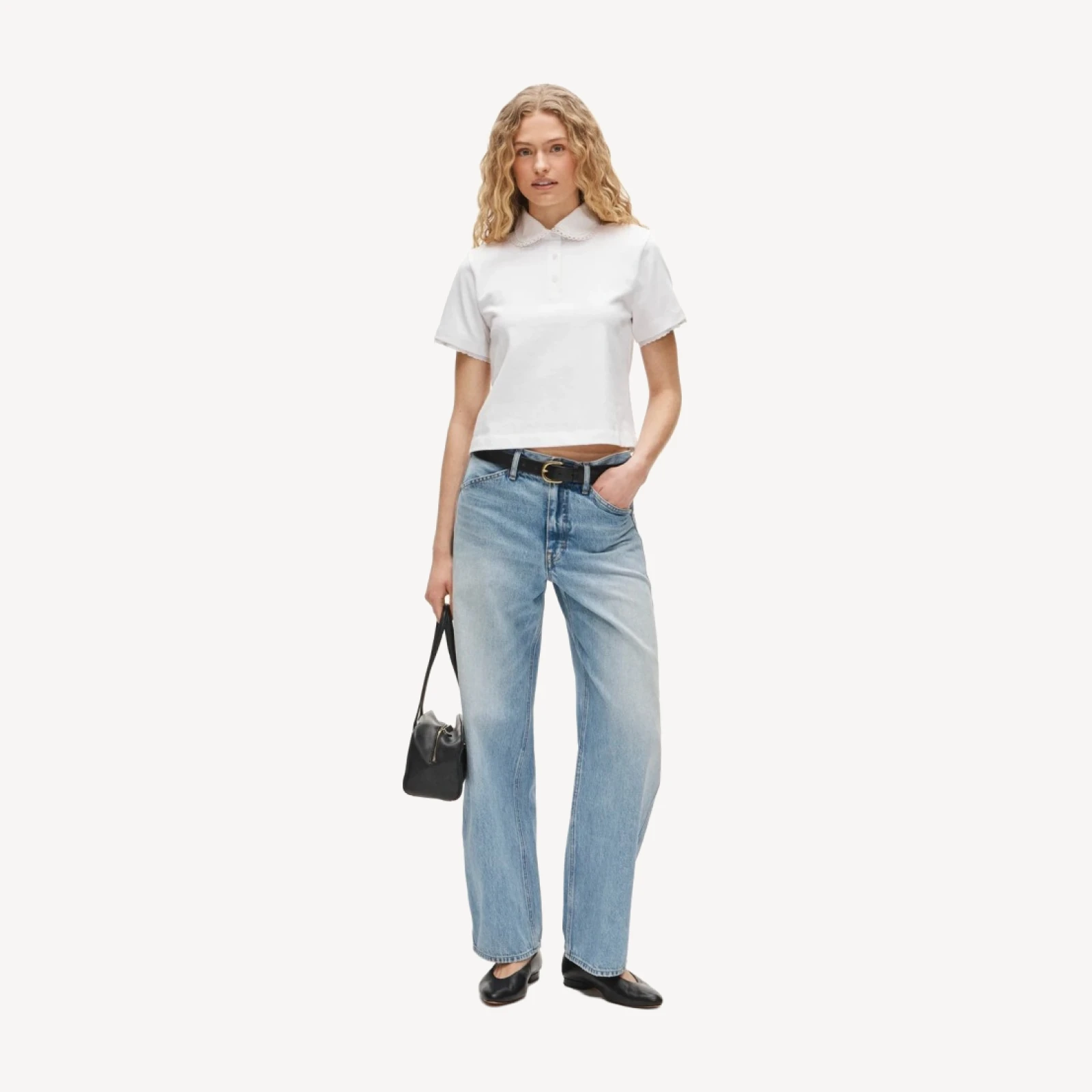 Eyelet-collar polo shirt in mariner cotton