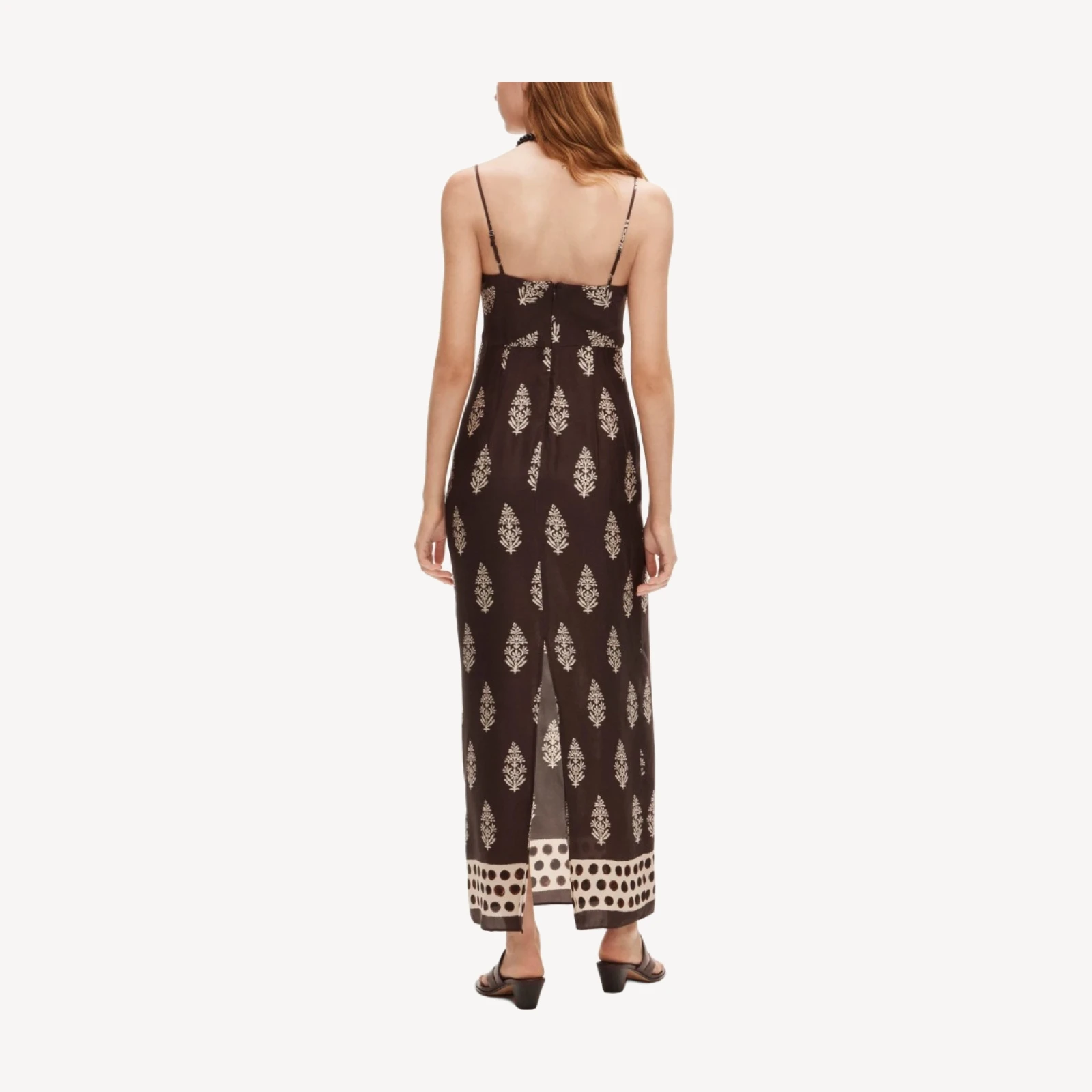 Tie-front dress in cocoa block print