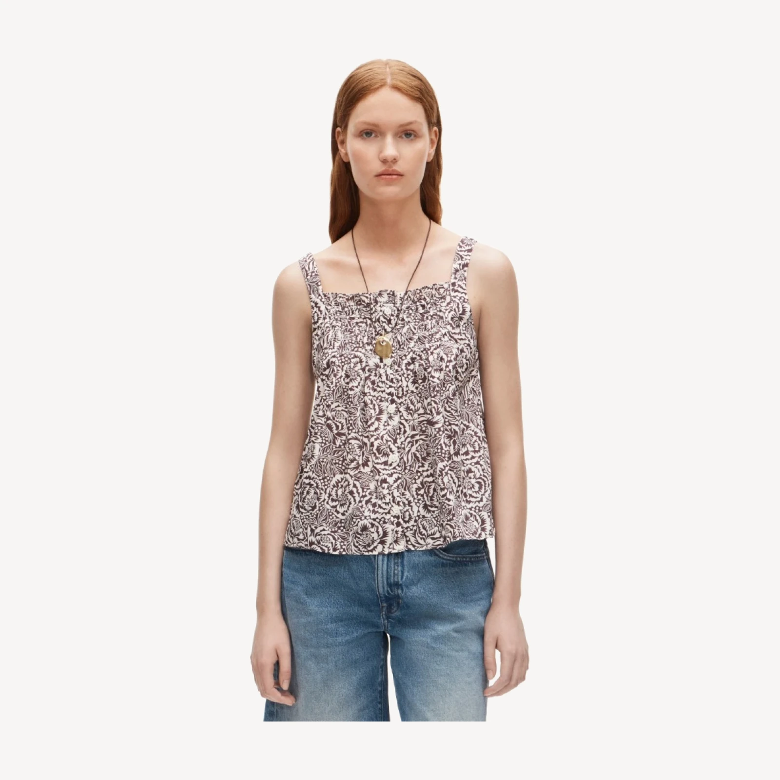 Smocked crinkle tank top in Liberty® floral fabric