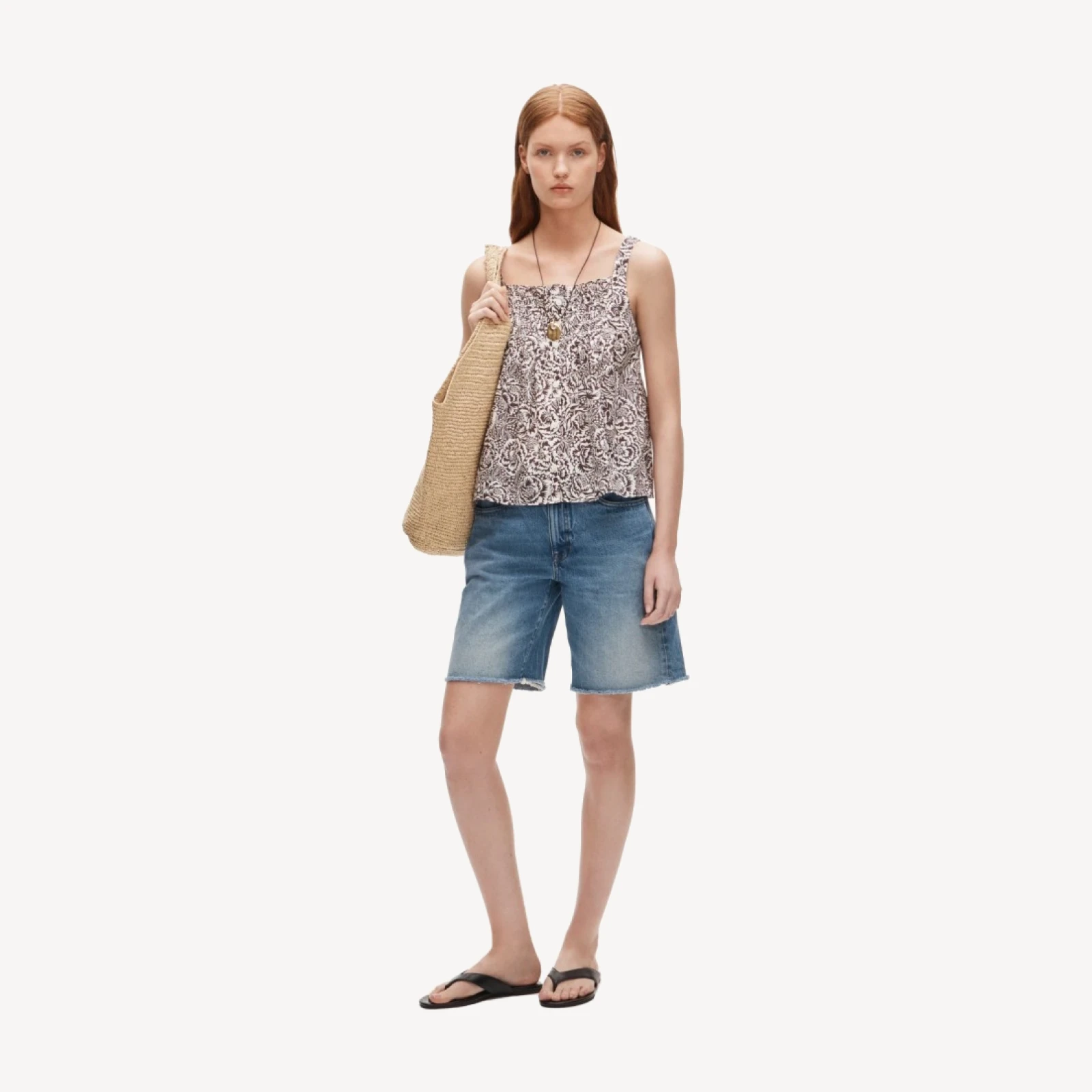 Smocked crinkle tank top in Liberty® floral fabric