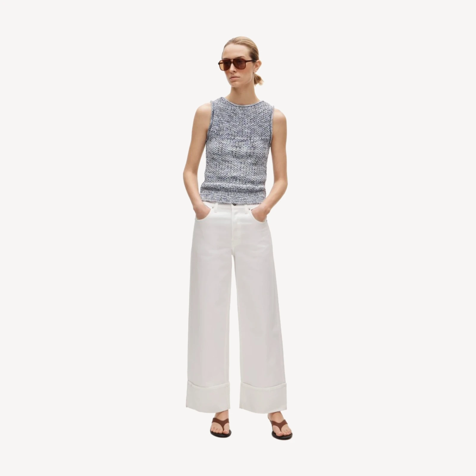Everyday wide-leg cuffed ankle jean in rigid