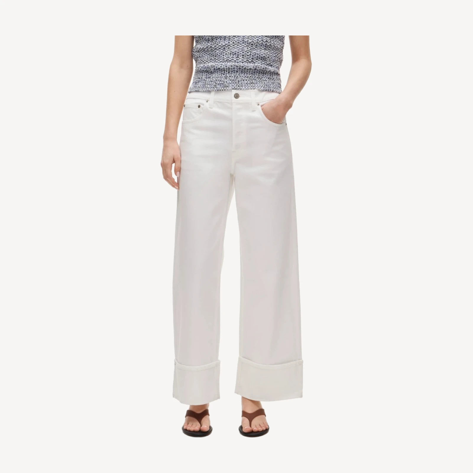 Everyday wide-leg cuffed ankle jean in rigid